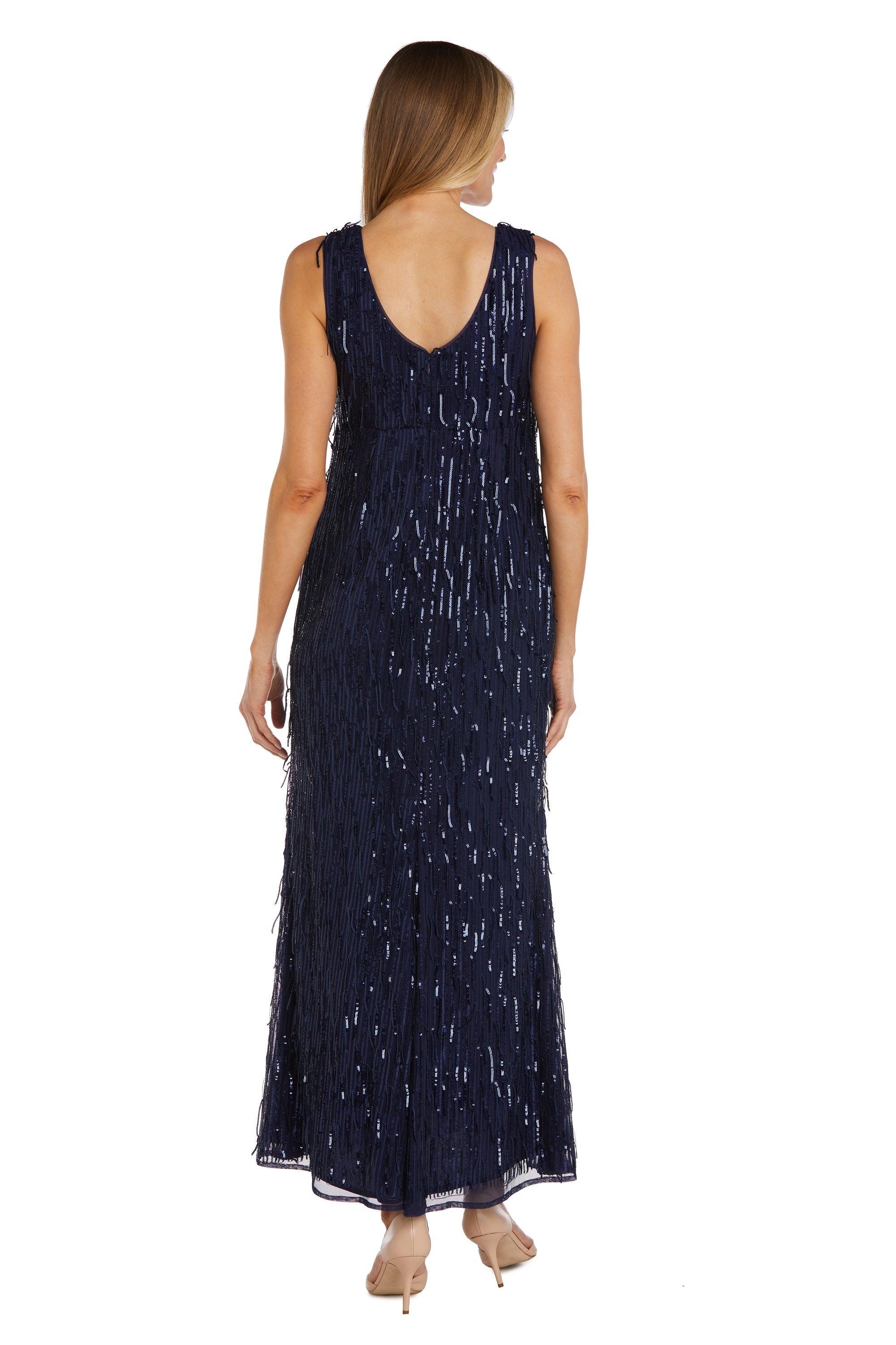 R&M Richards 7075 Long Fringe Formal Dress