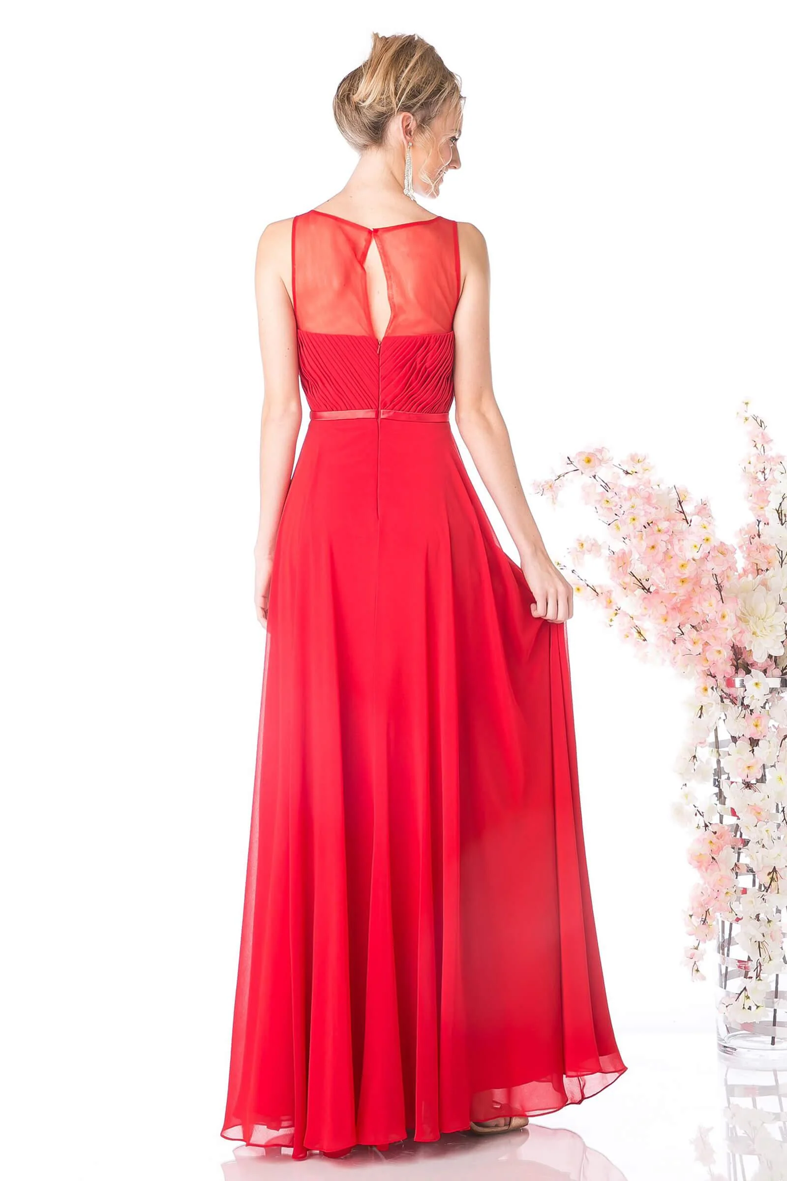 Cinderella Divine CD7458 Long Chiffon Empire Waist Formal Prom Dress