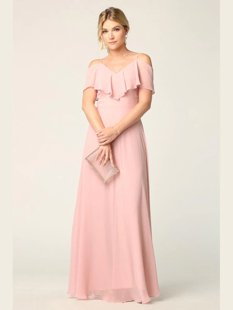 Long Off Shoulder Formal Bridesmaids Chiffon Dress