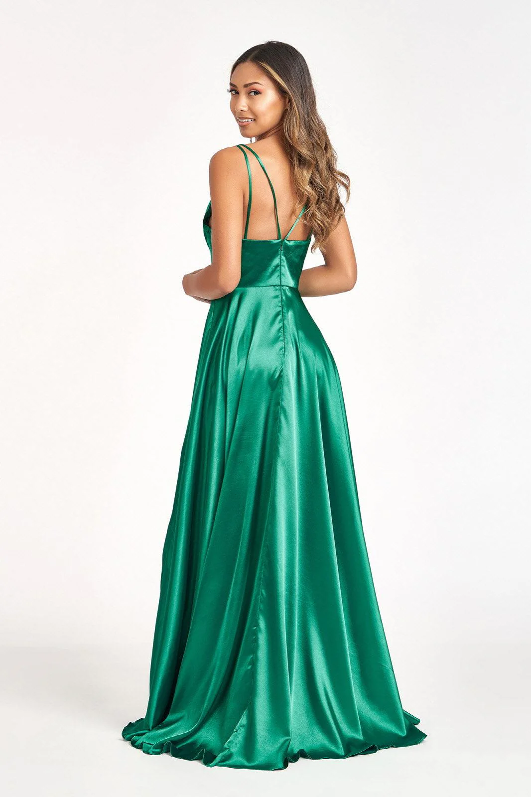 Long Spaghetti Strap Formal Bridesmaid Satin Dress
