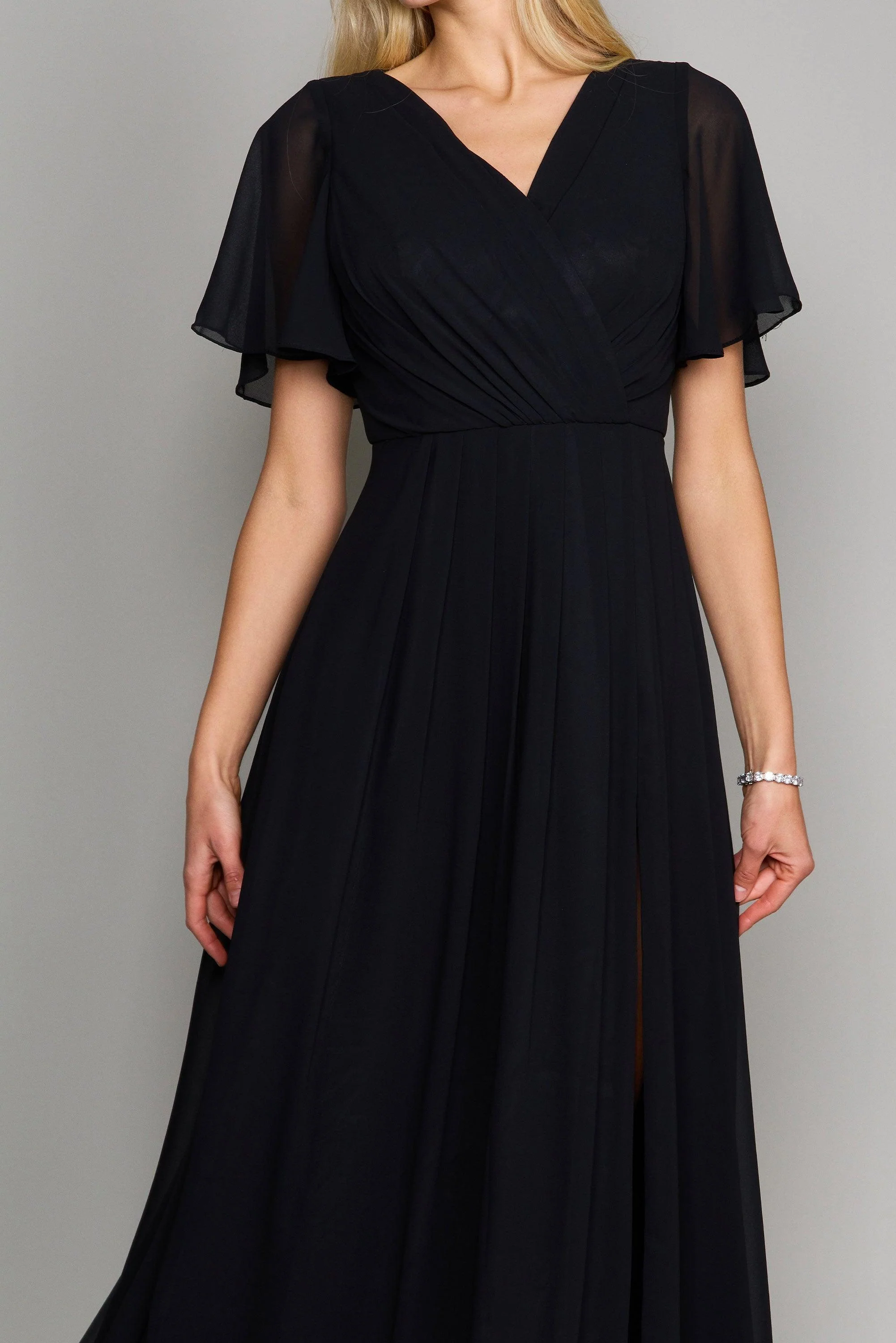Dylan & Davids Short Sleeve Chiffon Formal Dress