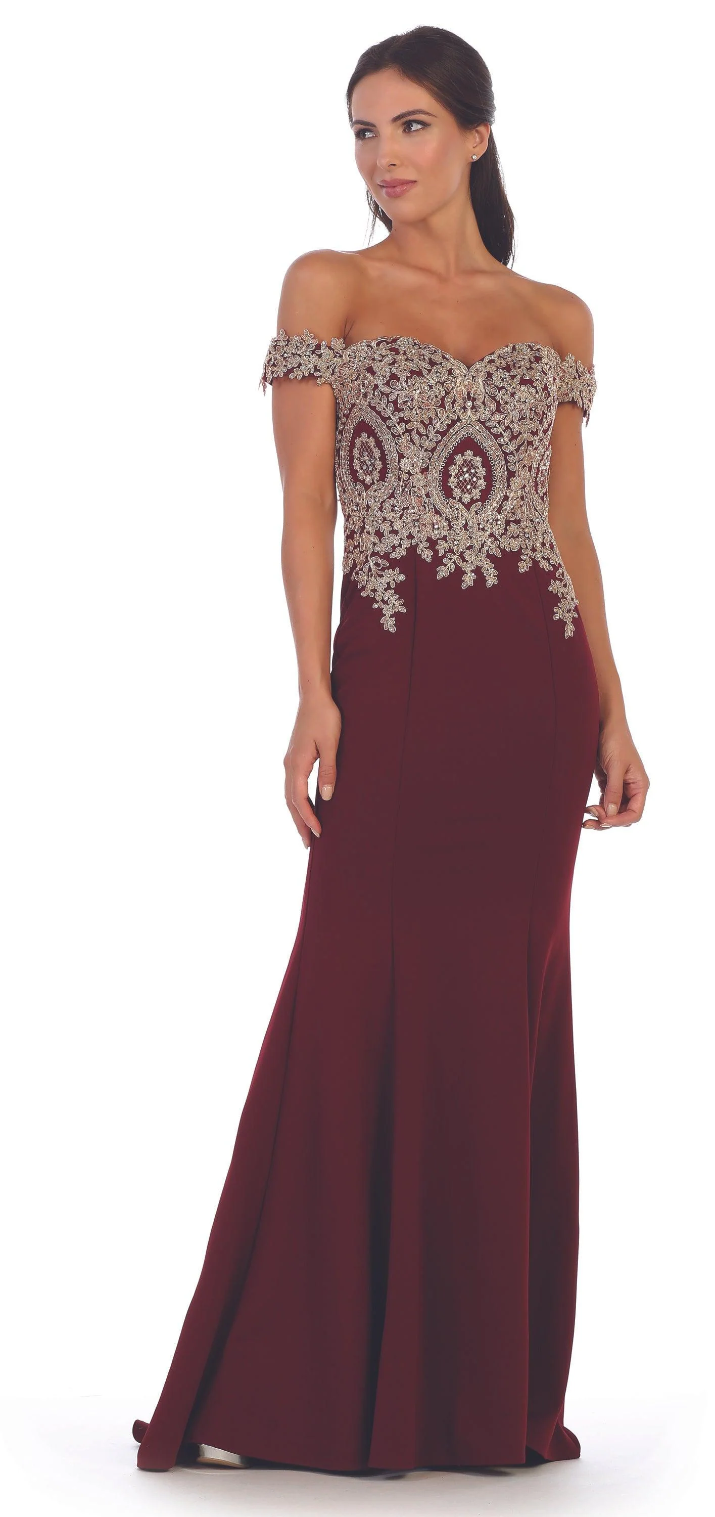 Long Formal Off Shoulder Fitted Mermaid Dress