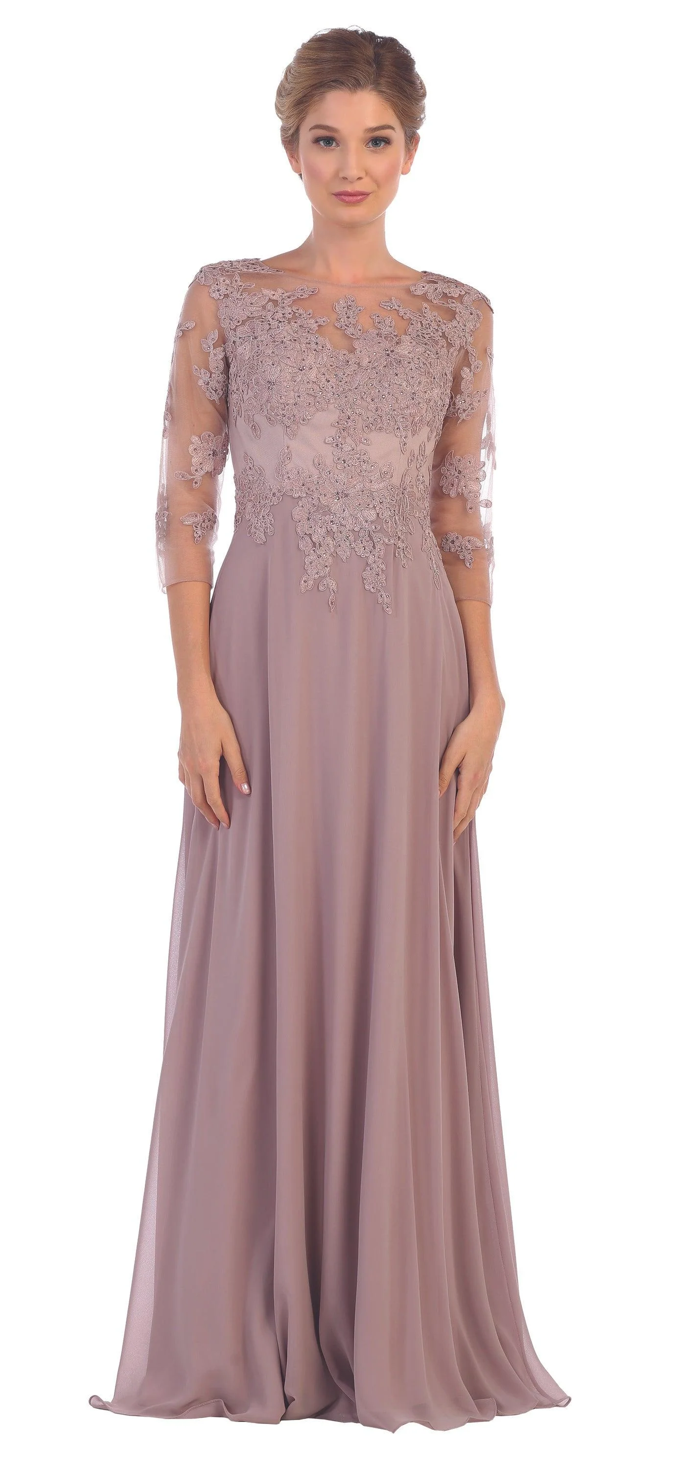Long Mother of the Bride Formal Chiffon Dress