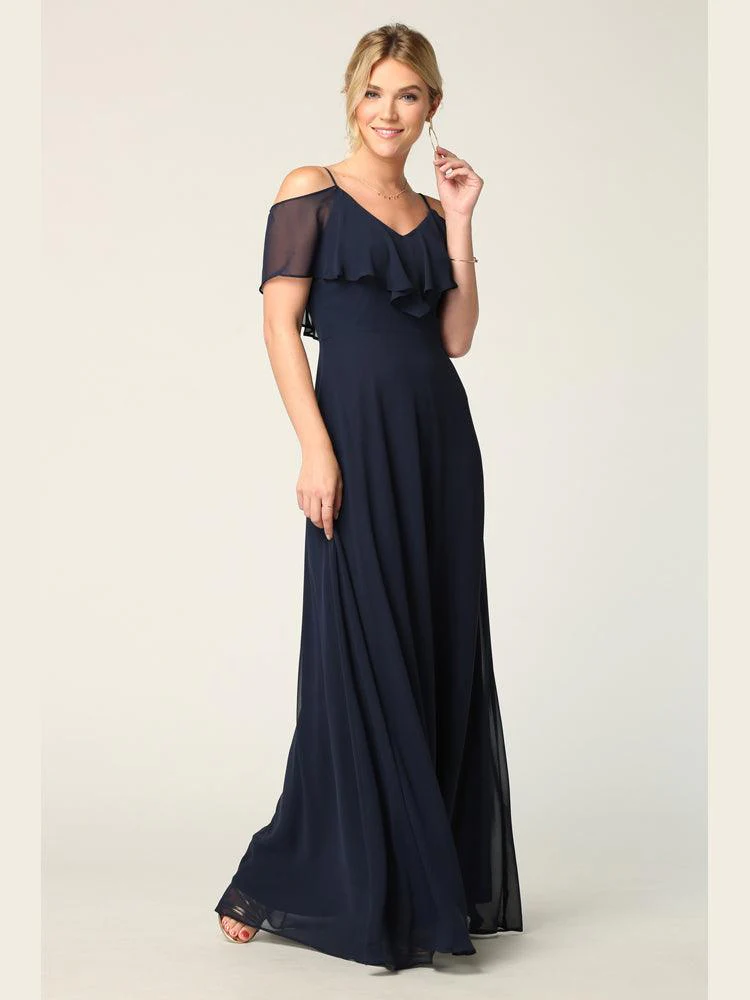 Long Off Shoulder Formal Bridesmaids Chiffon Dress