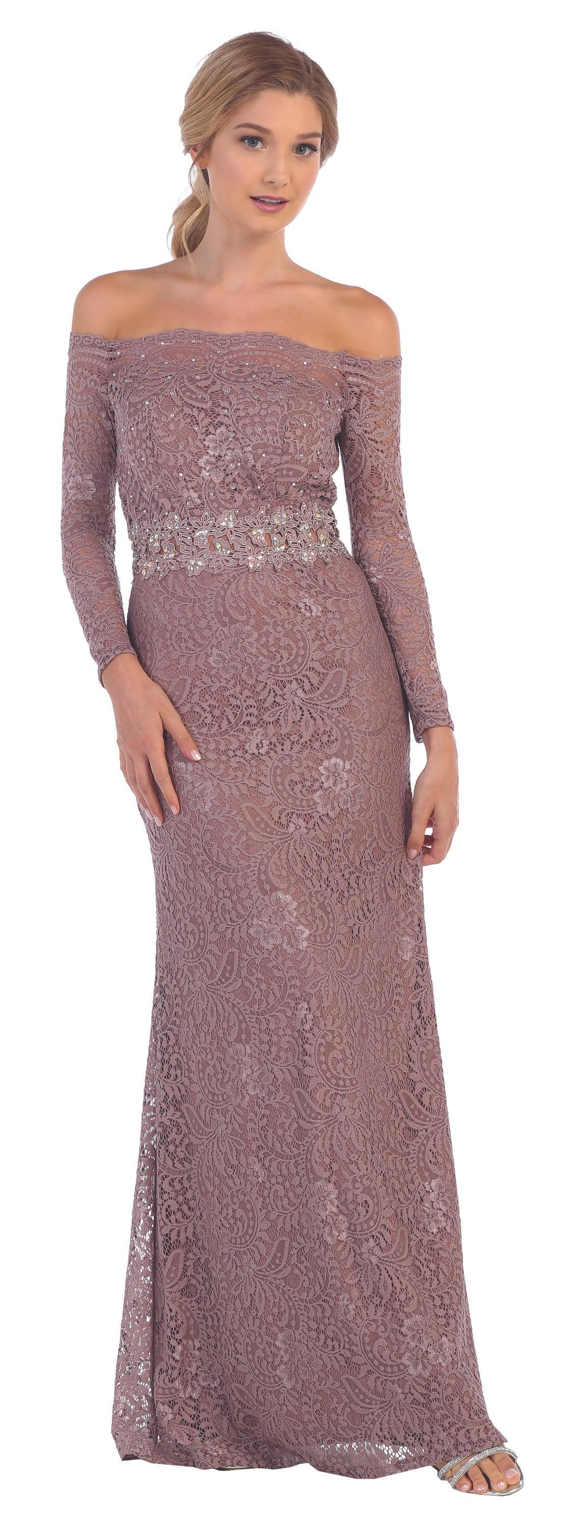 Long Off Shoulder Formal Lace Evening Party Dress