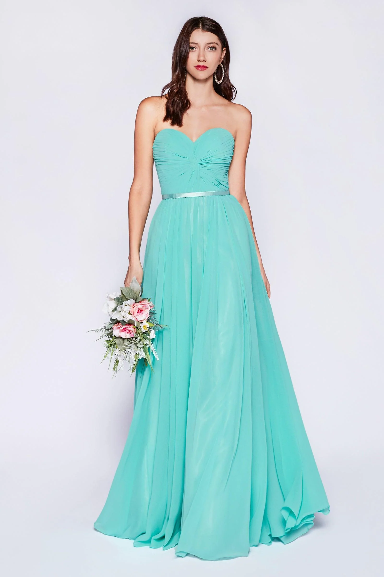 Cinderella Divine CD7455 Strapless Chiffon Empire Waist Prom Dress
