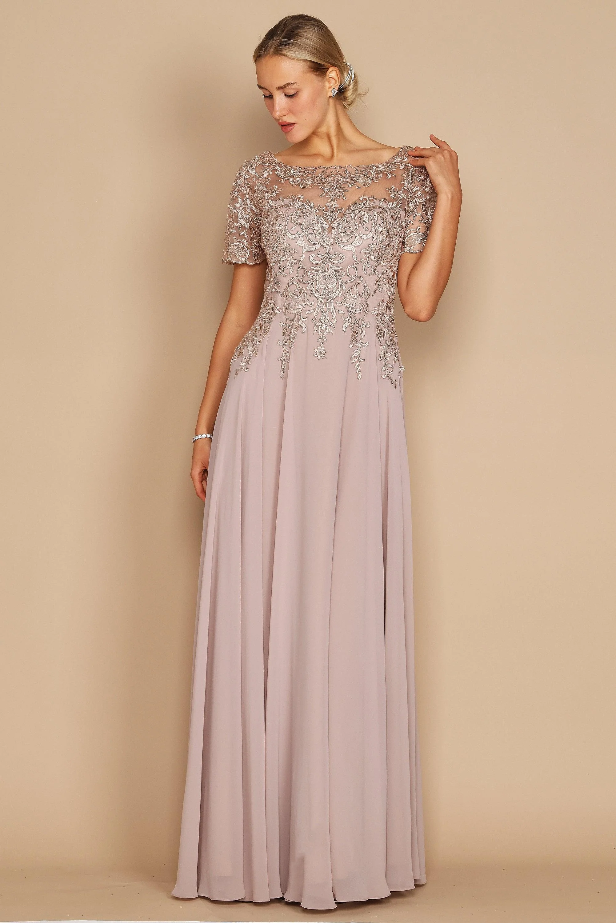 Dylan & Davids Short Sleeve Mother of the Bride Formal Dress