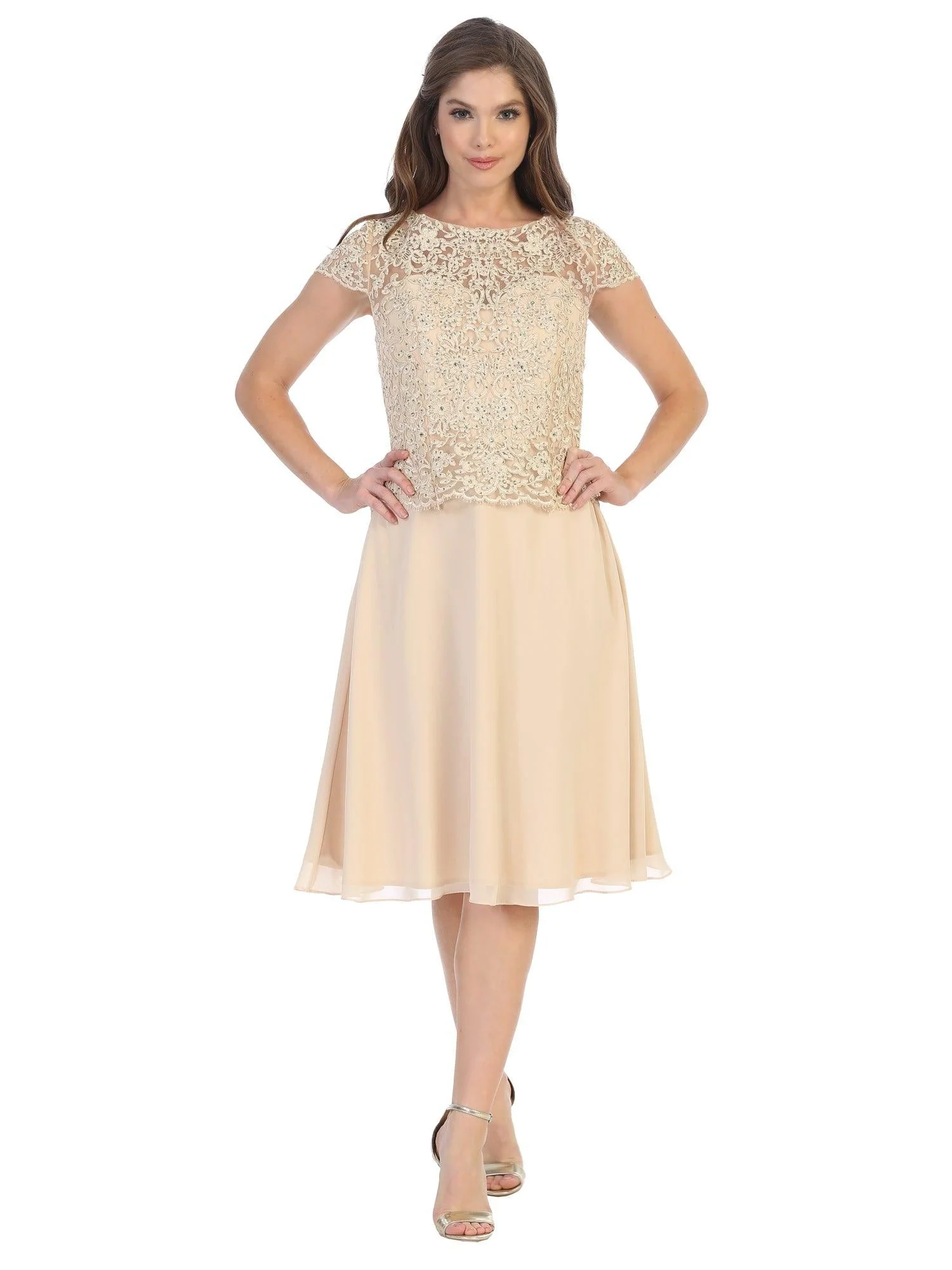 Short Sleeve Mother of the Bride Cocktail Dress
