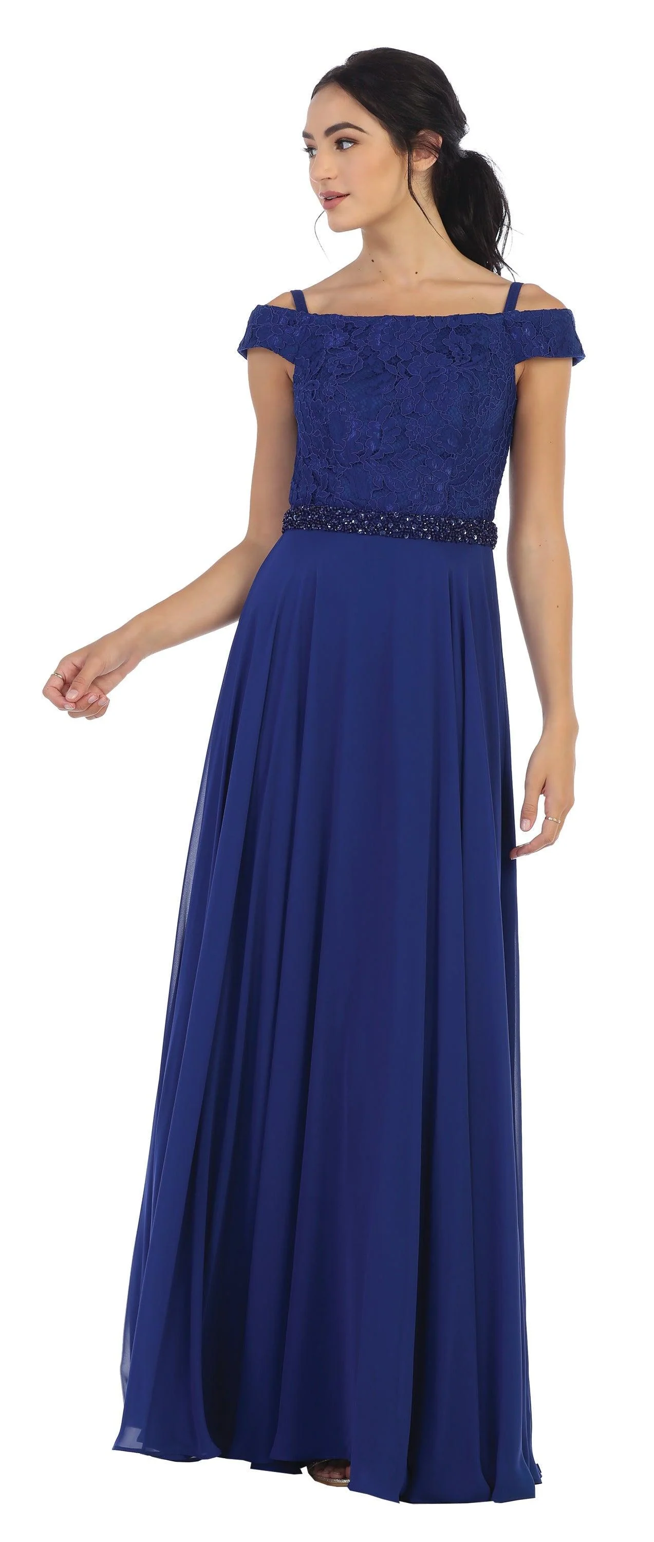 Long Off Shoulder Mother of the Bride Lace Dress