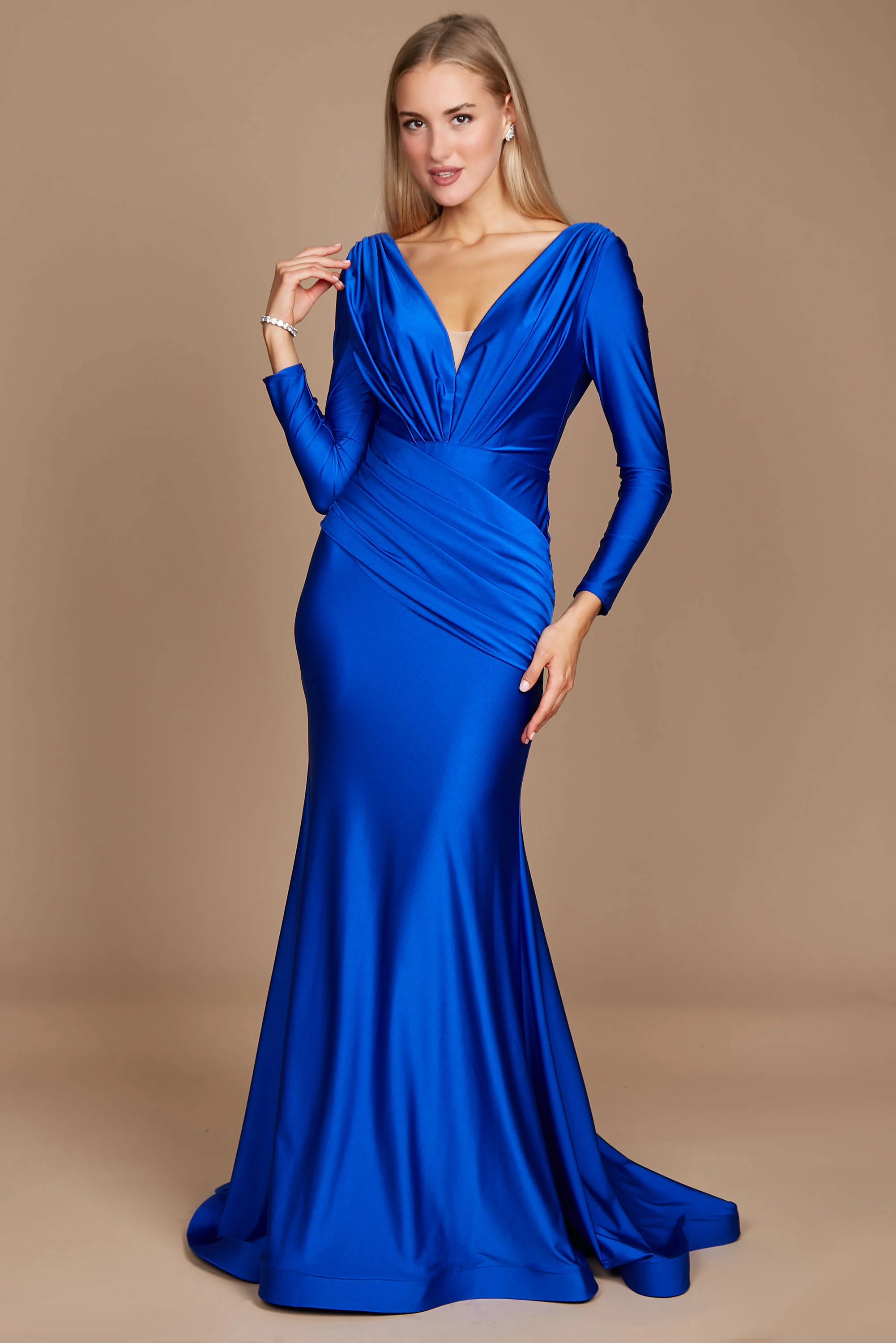 Dylan & Davids Long Sleeve Formal Fitted Evening Dress