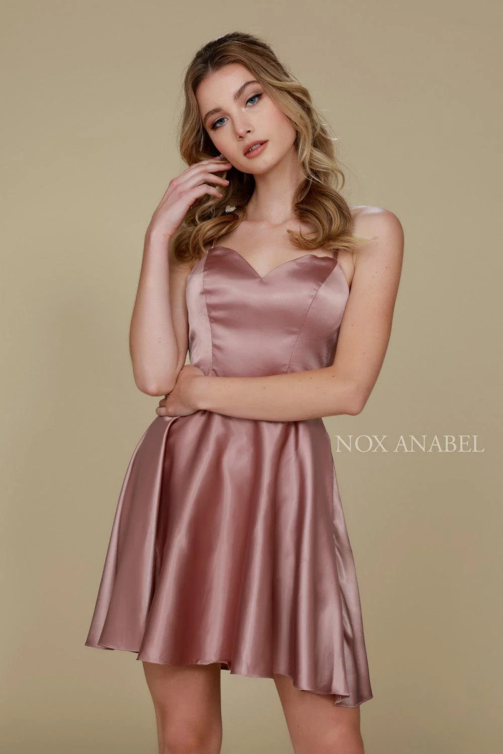 Short Satin Homecoming Prom Dress with Pockets
