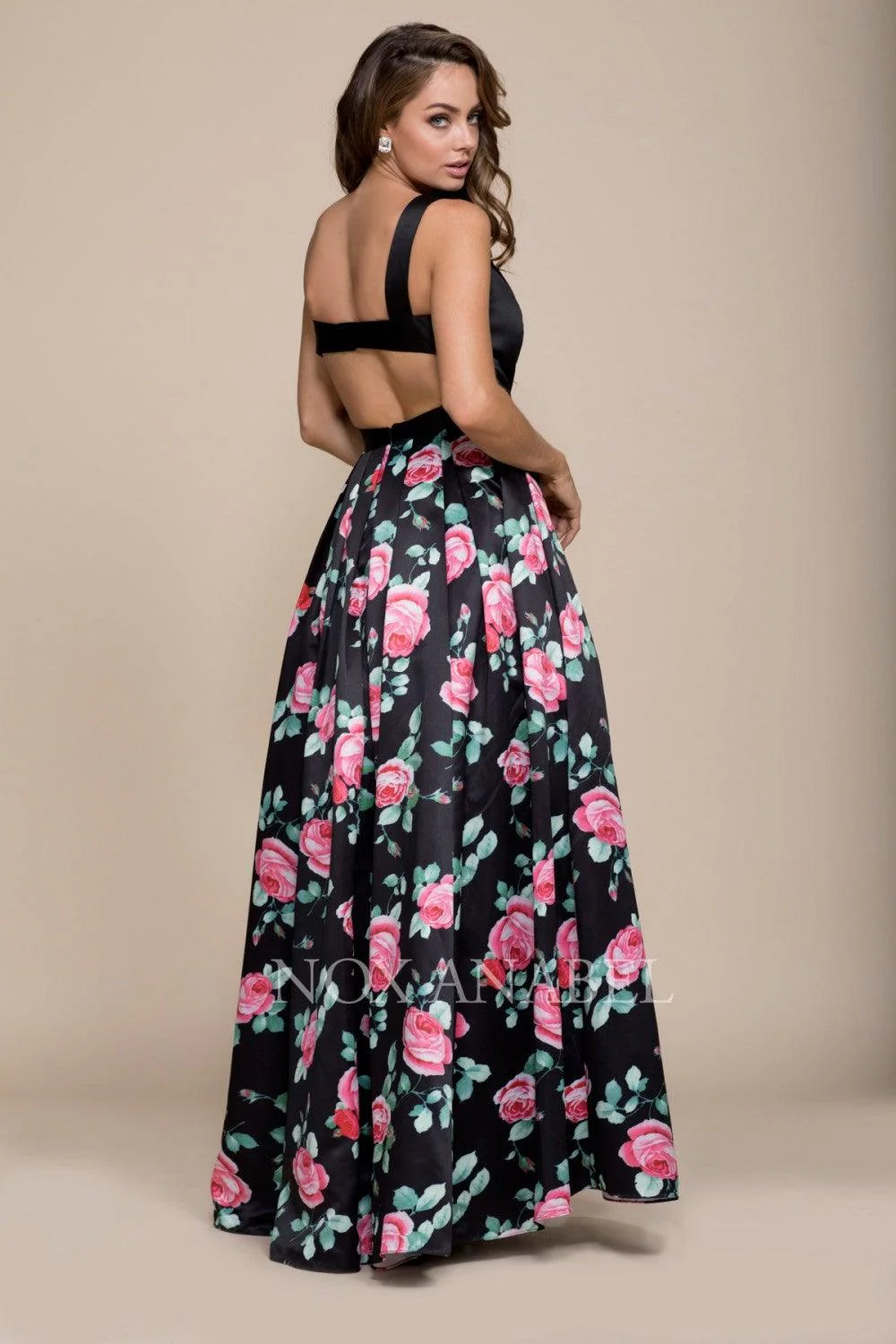 Long Floral Print Skirt Prom Dress Evening Gown