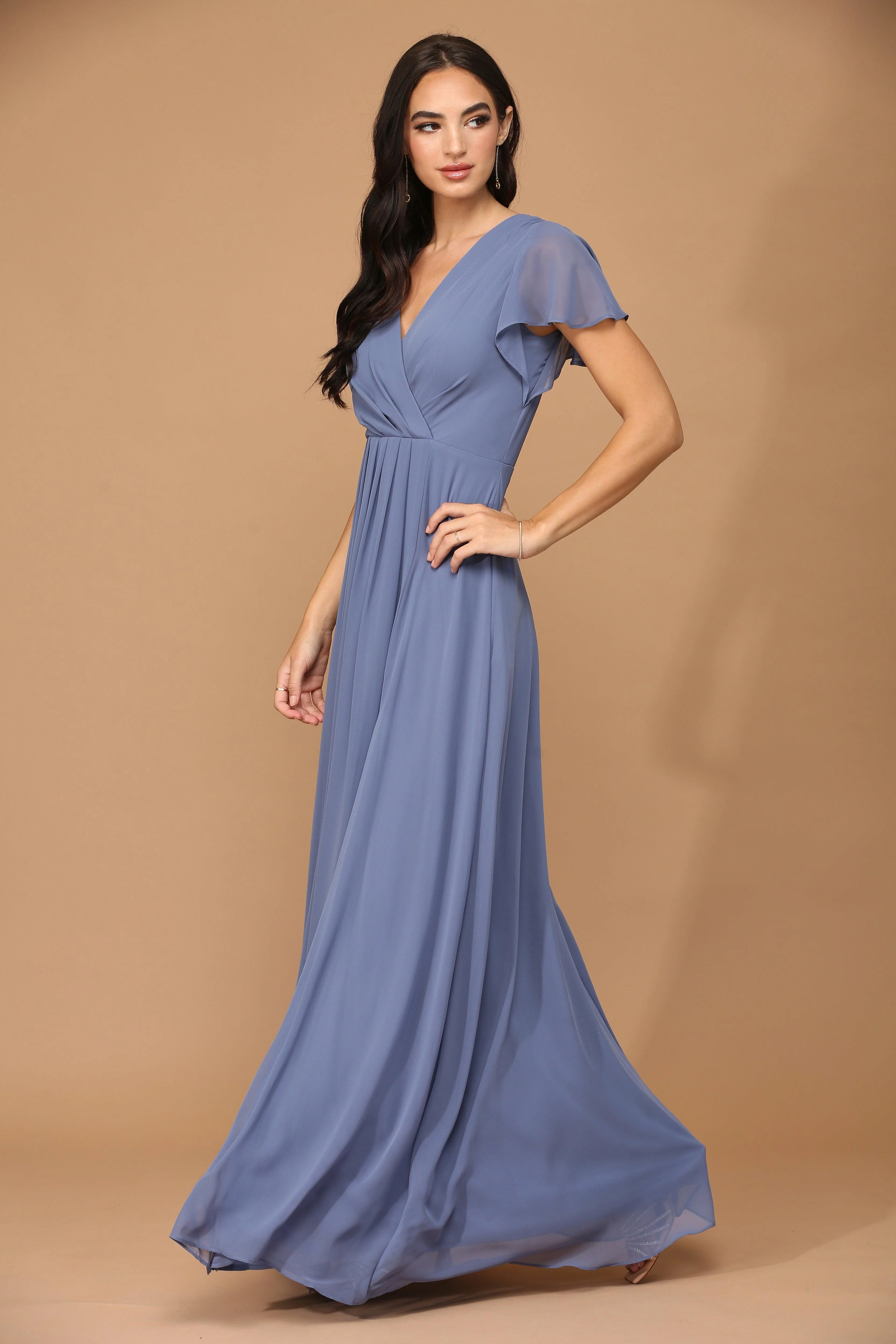 Long Short Sleeve Mother of the Bride Chiffon Dress