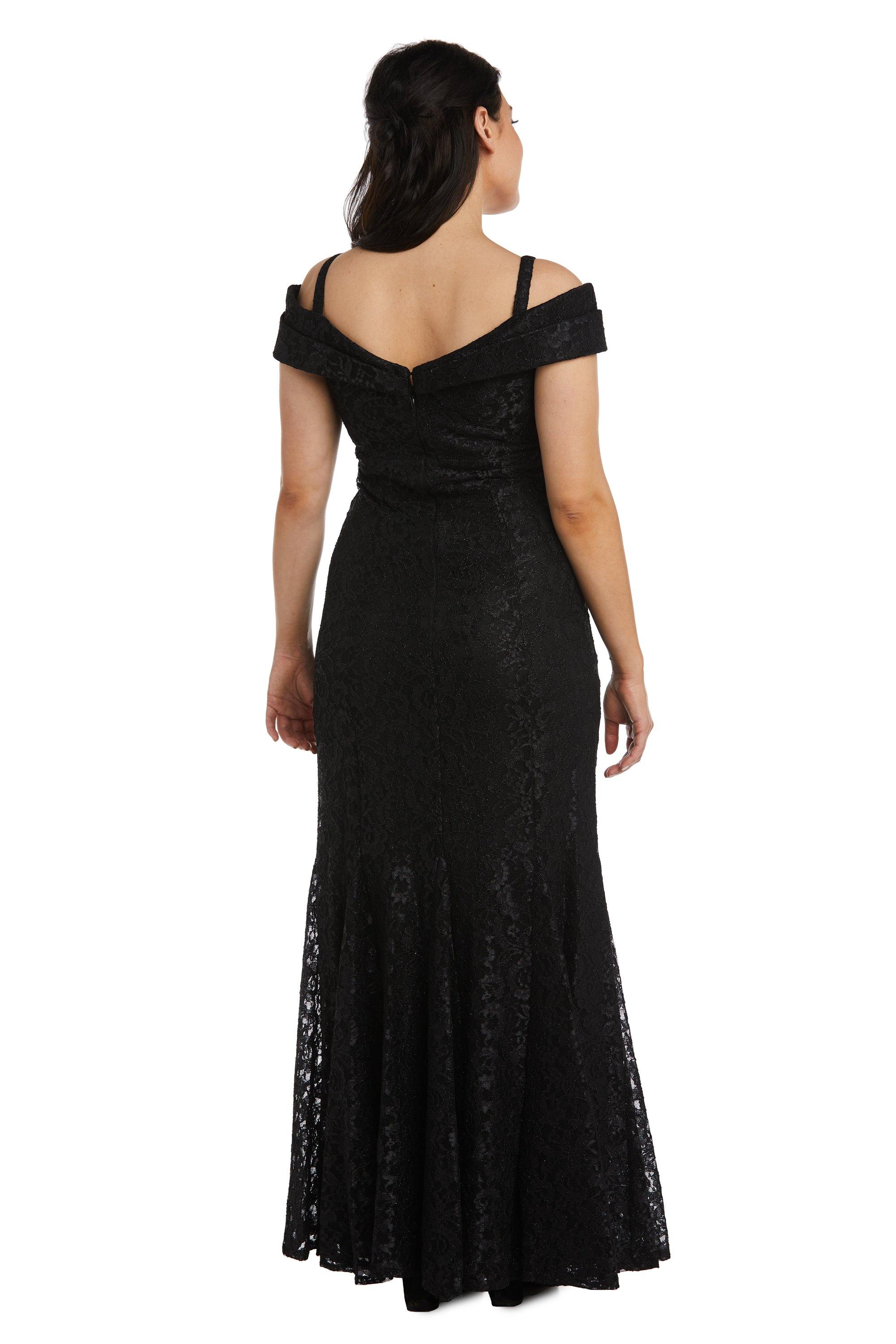 R&M Richards 2047P Long Off Shoulder Petite Lace Gown