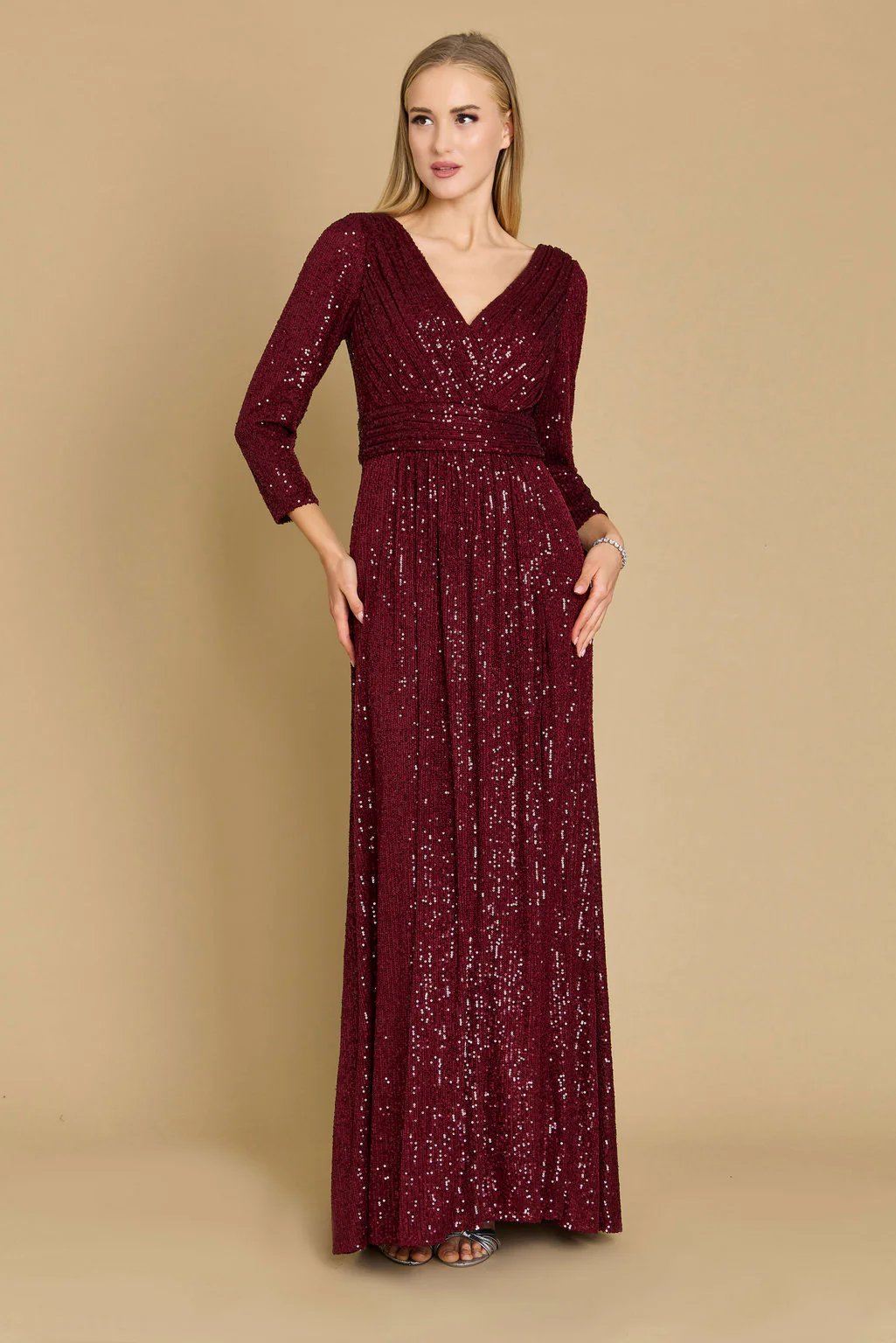 Dylan & Davids Long Sleeve Sequin Formal Beaded Dress