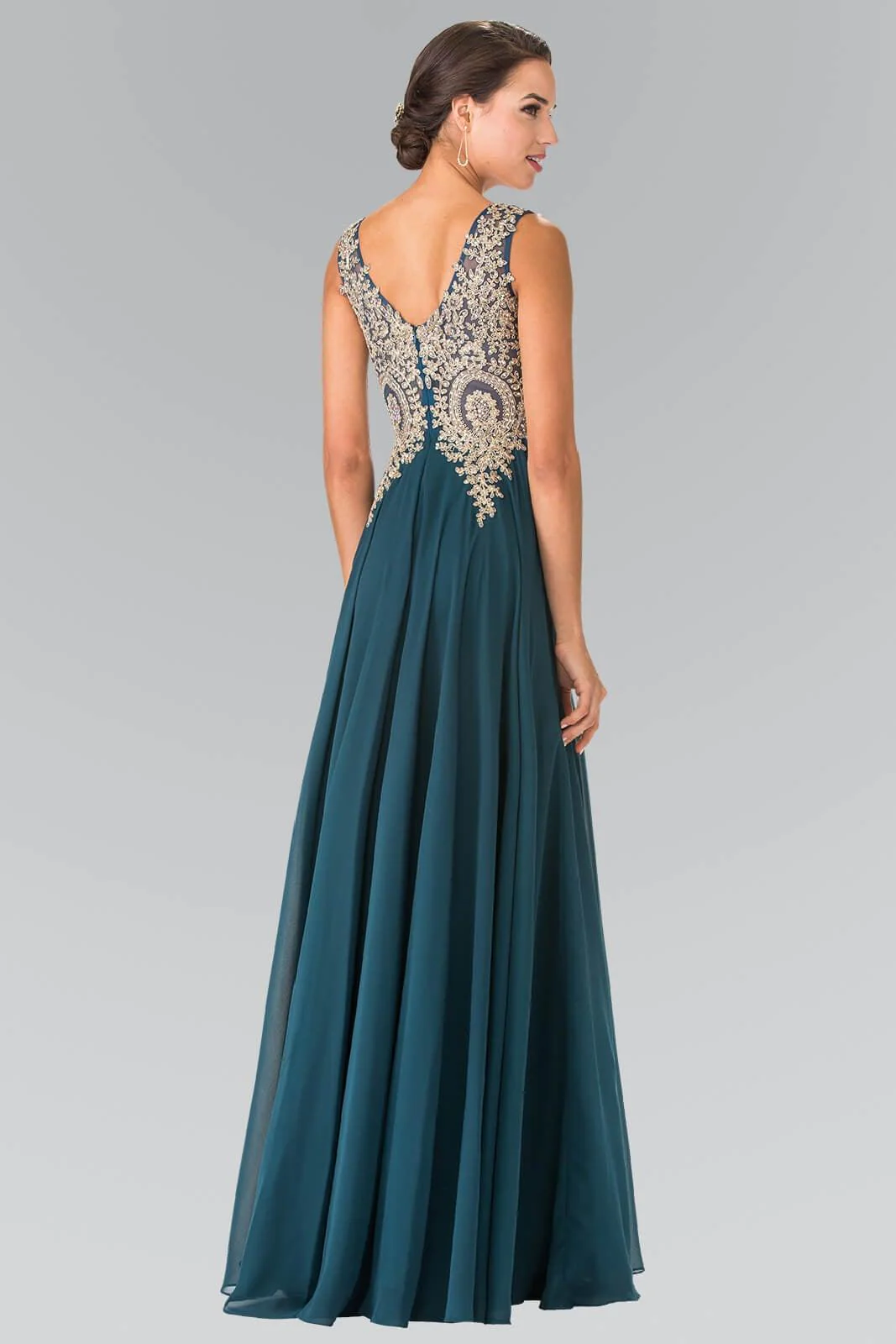 Embroidered Chiffon Long Prom Dress Formal