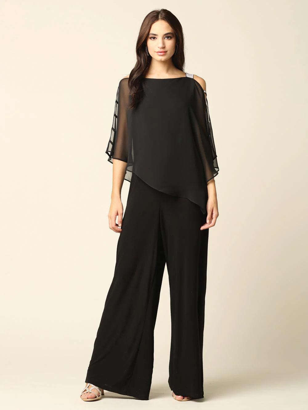 Formal Chiffon Cape Overlay Jumpsuit Sale