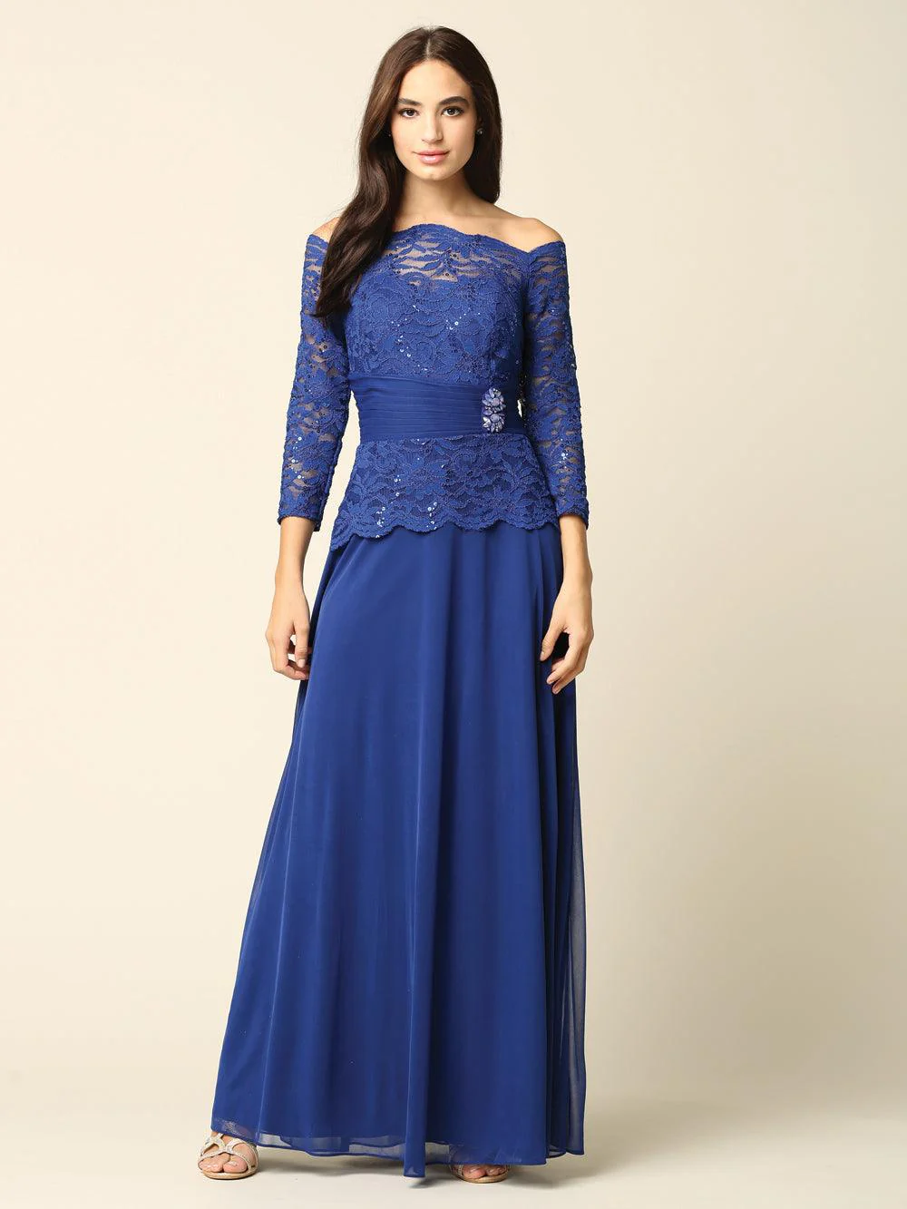 Long Mother of the Bride Off Shoulder Formal Dress