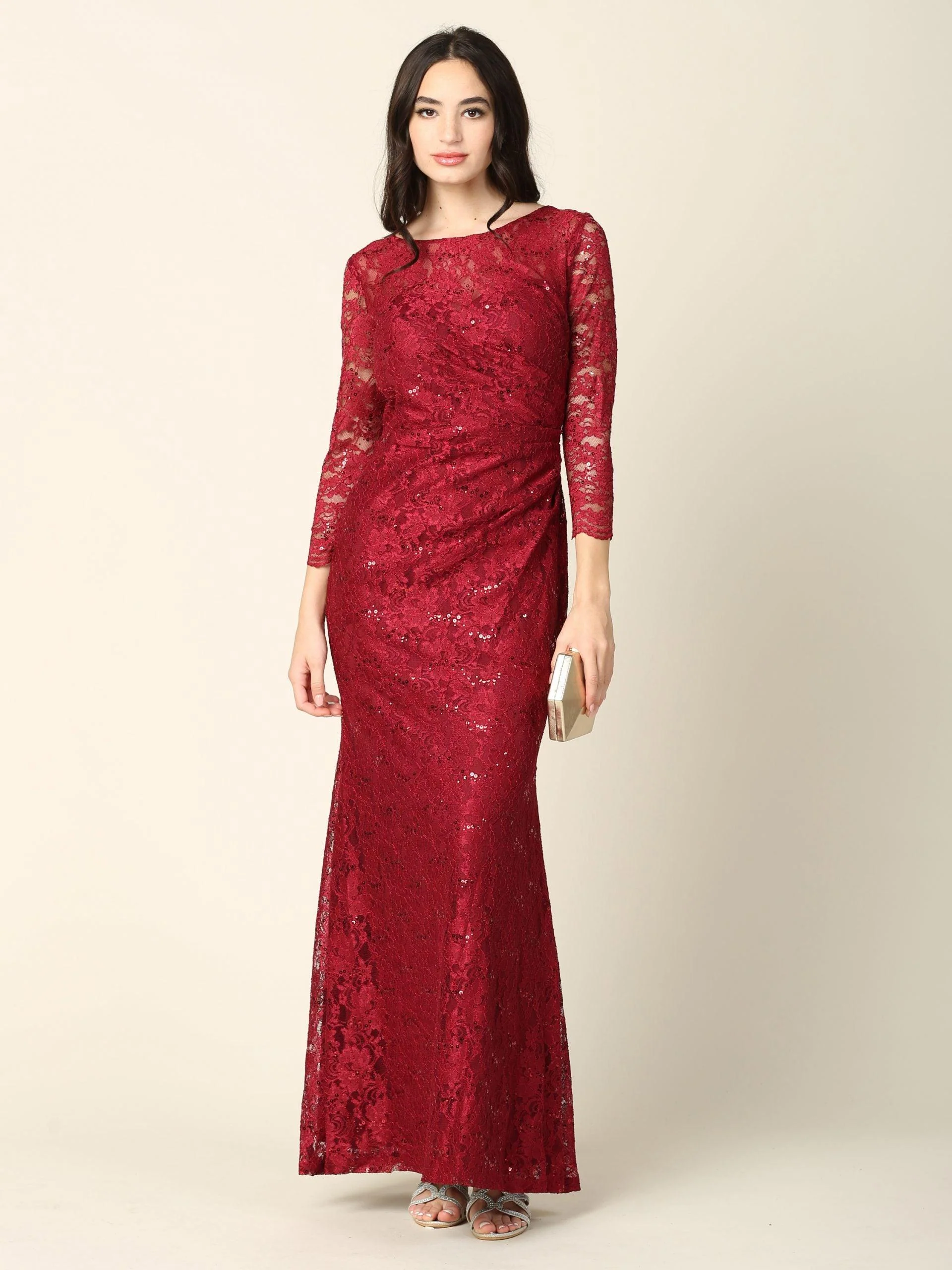 Long Mother of the Bride Lace Formal Dress