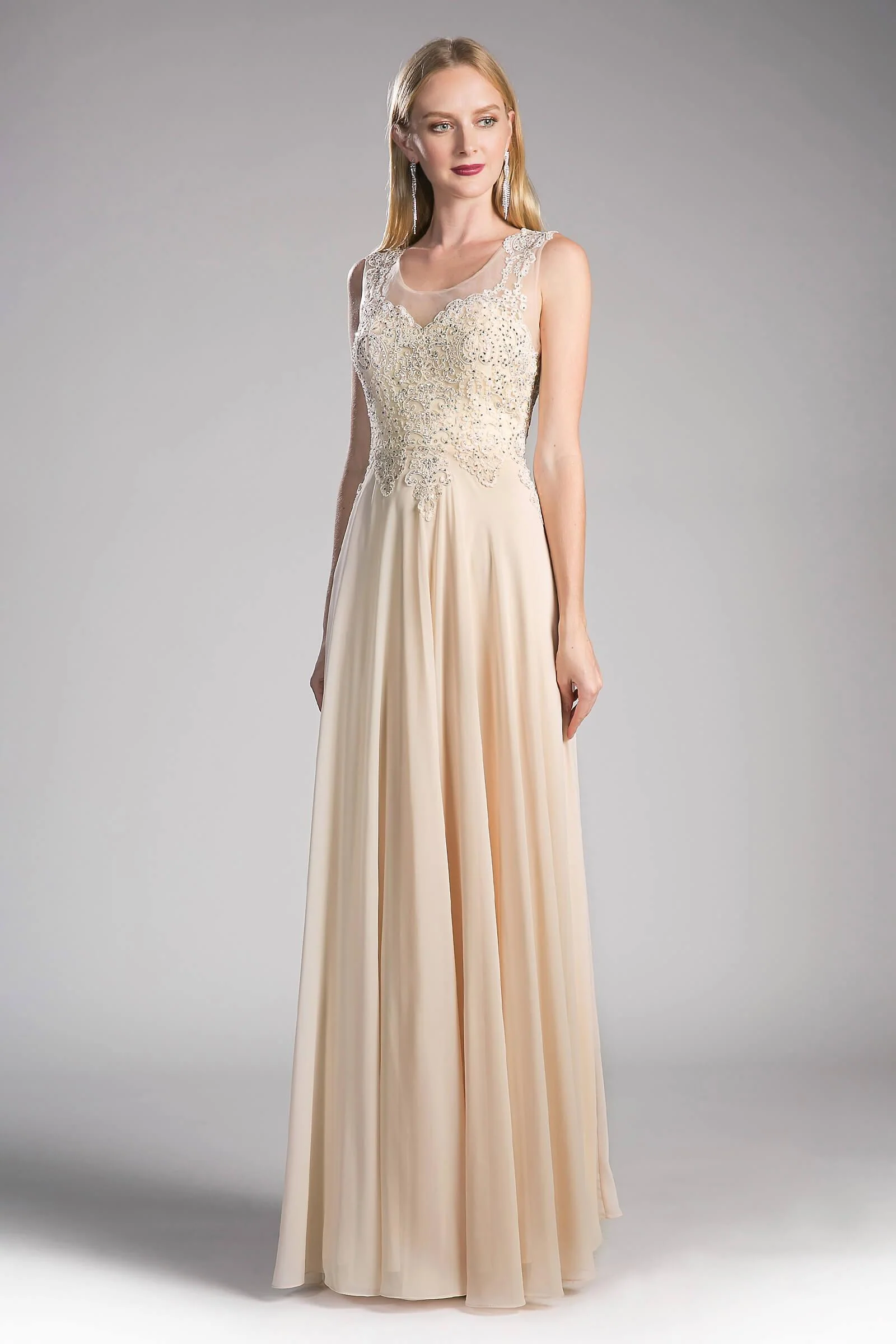 Cinderella Divine CD2635 Long Jewel Embellished Formal Prom Gown