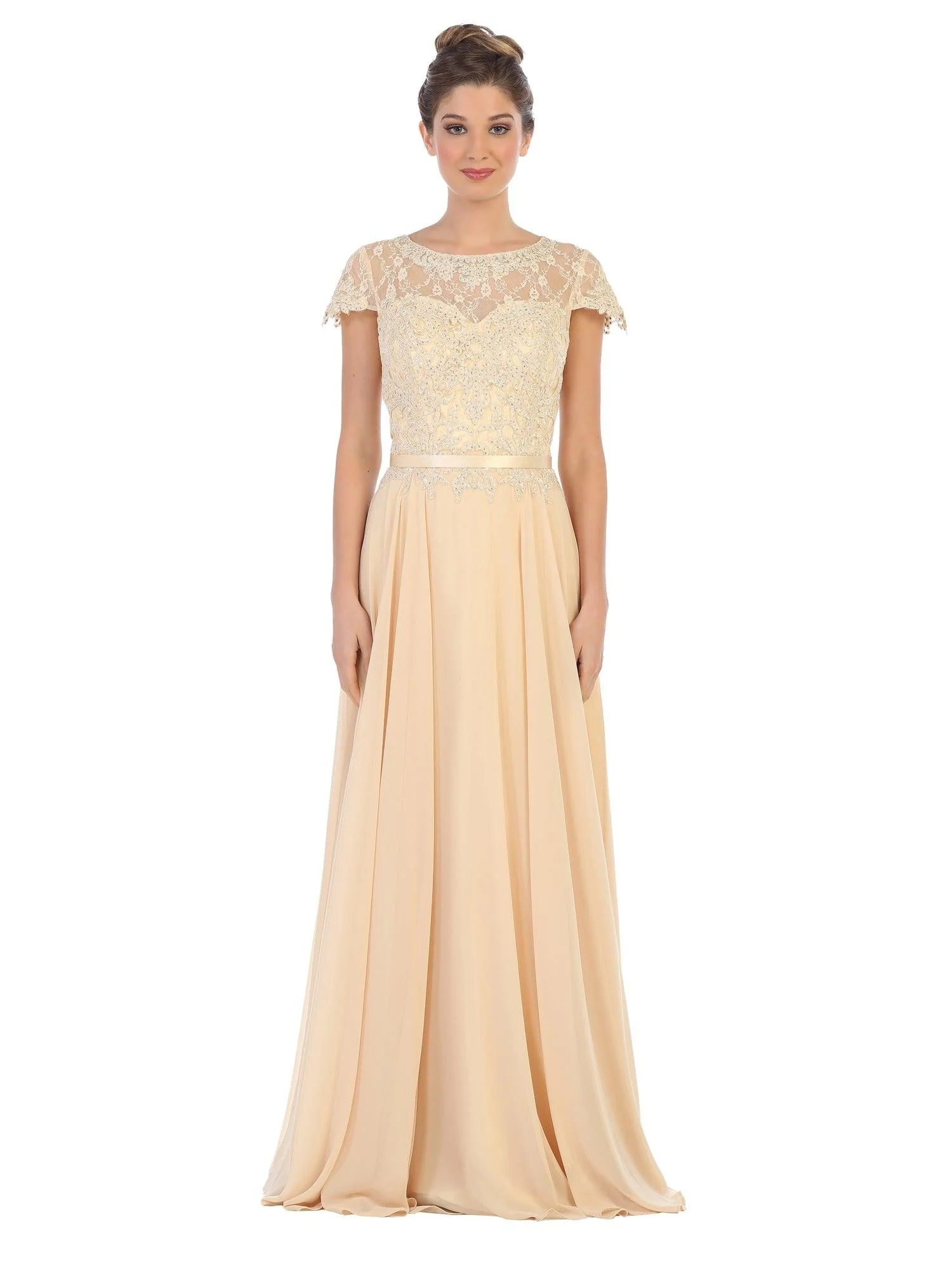Long Mother of the Bride Beaded Chiffon Formal Gown