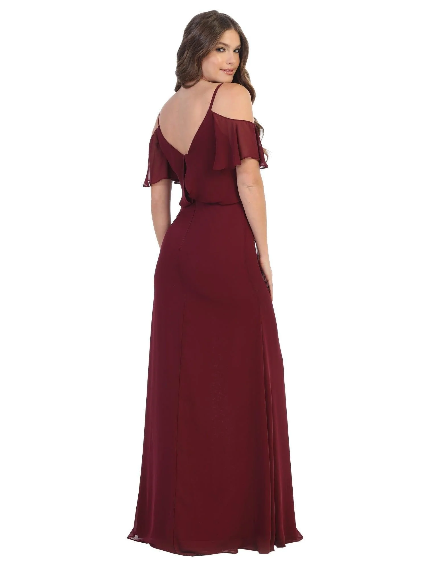 Long Bridesmaids Off Shoulder Blouson Dress Sale