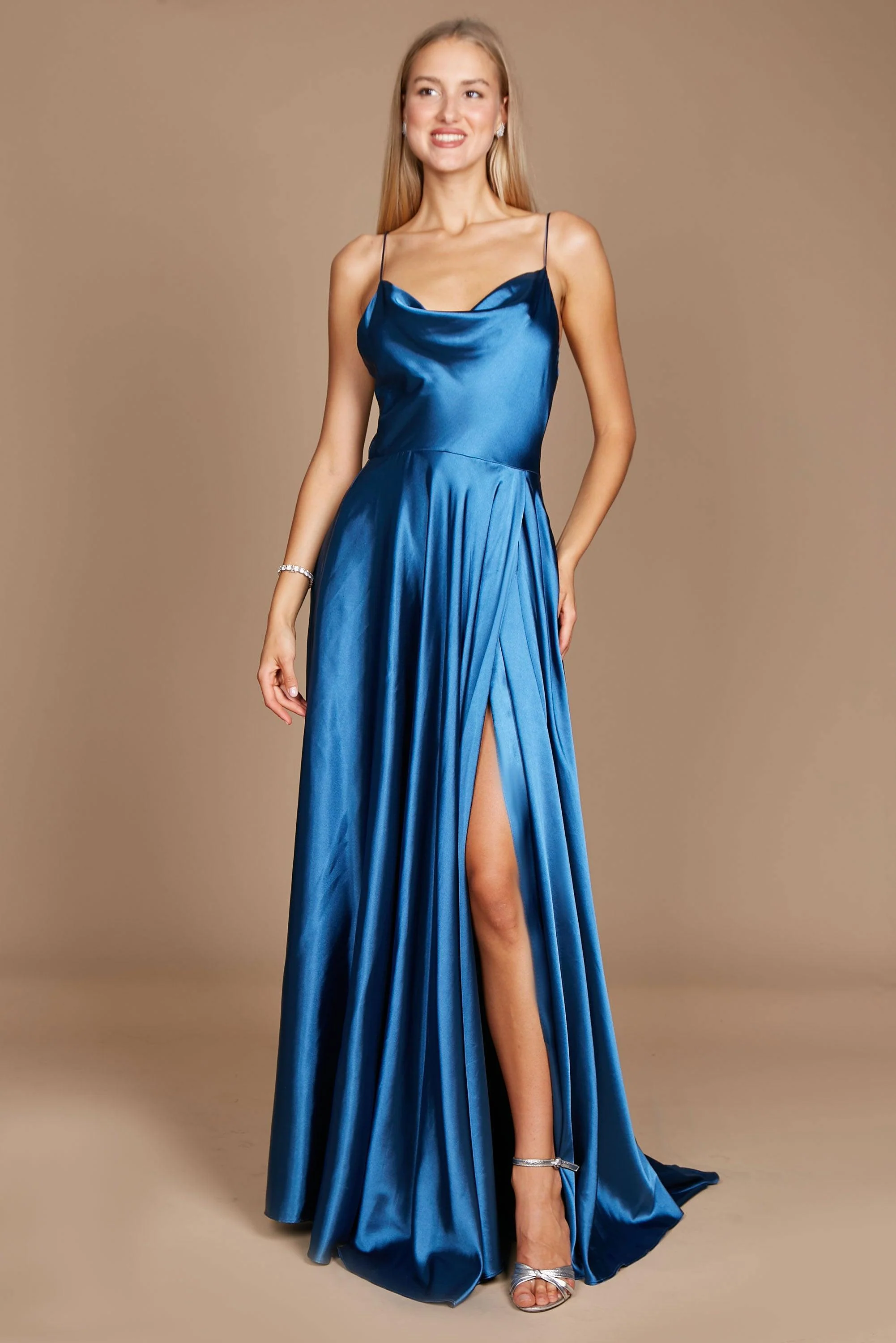 Dylan & Davids Formal Cowl Neck Spaghetti Strap Party Dress