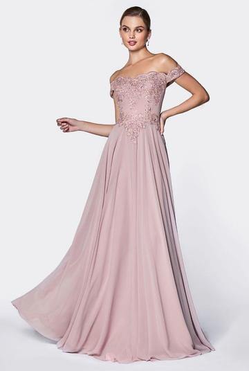 Cinderella Divine CD7258 Prom Long Formal Off Shoulder Evening Lace Dress