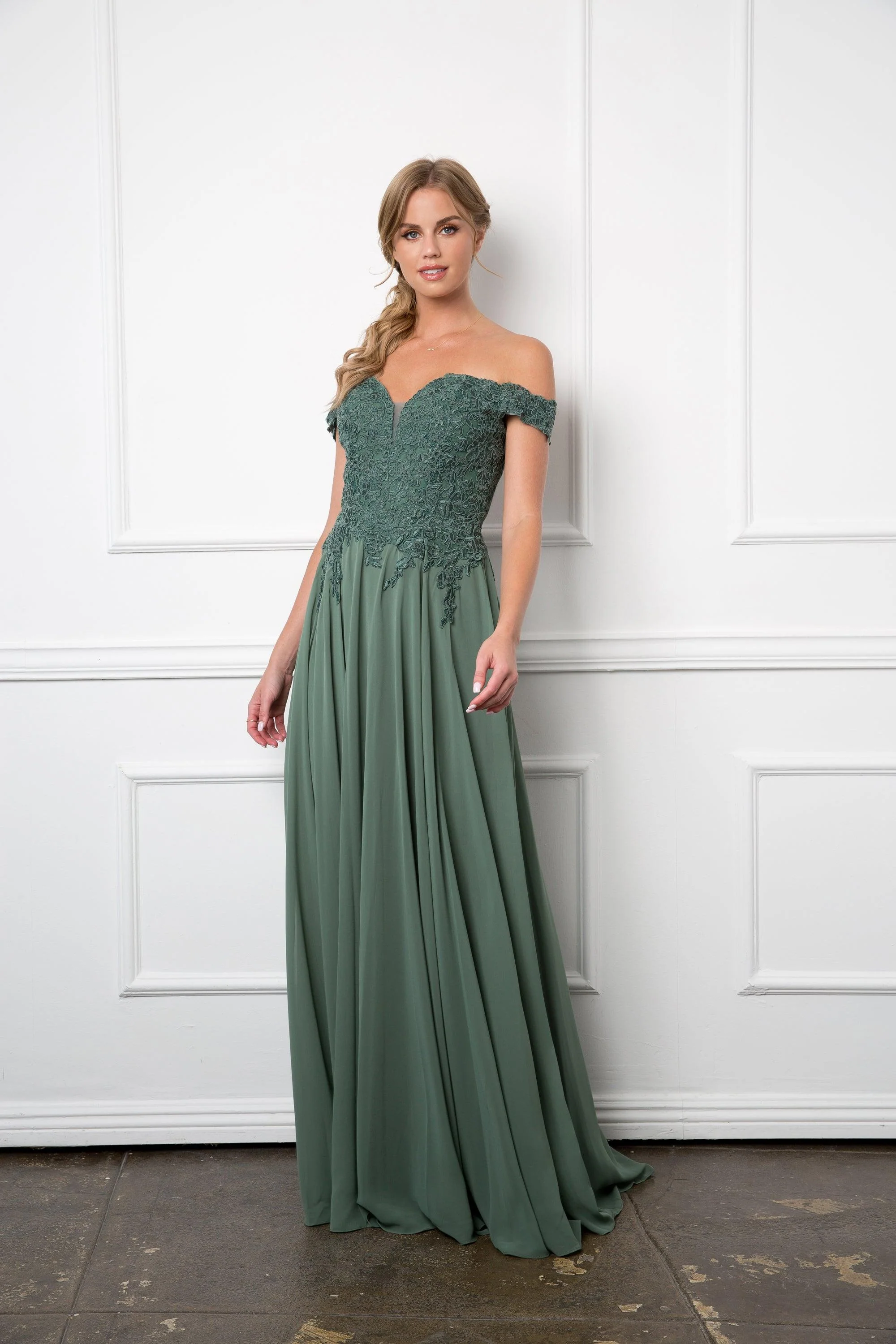Long Off Shoulder Formal Chiffon Evening Dress