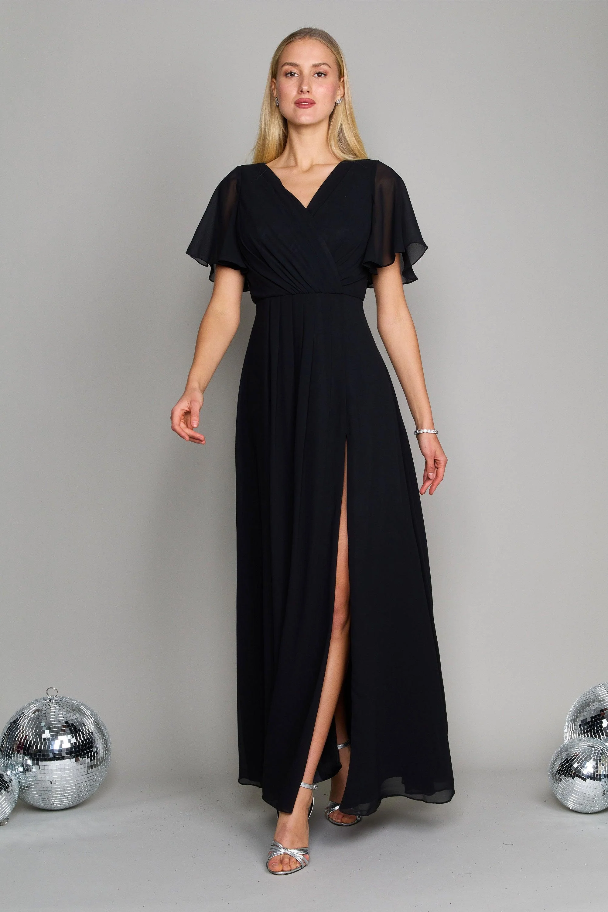 Dylan & Davids Short Sleeve Chiffon Formal Dress