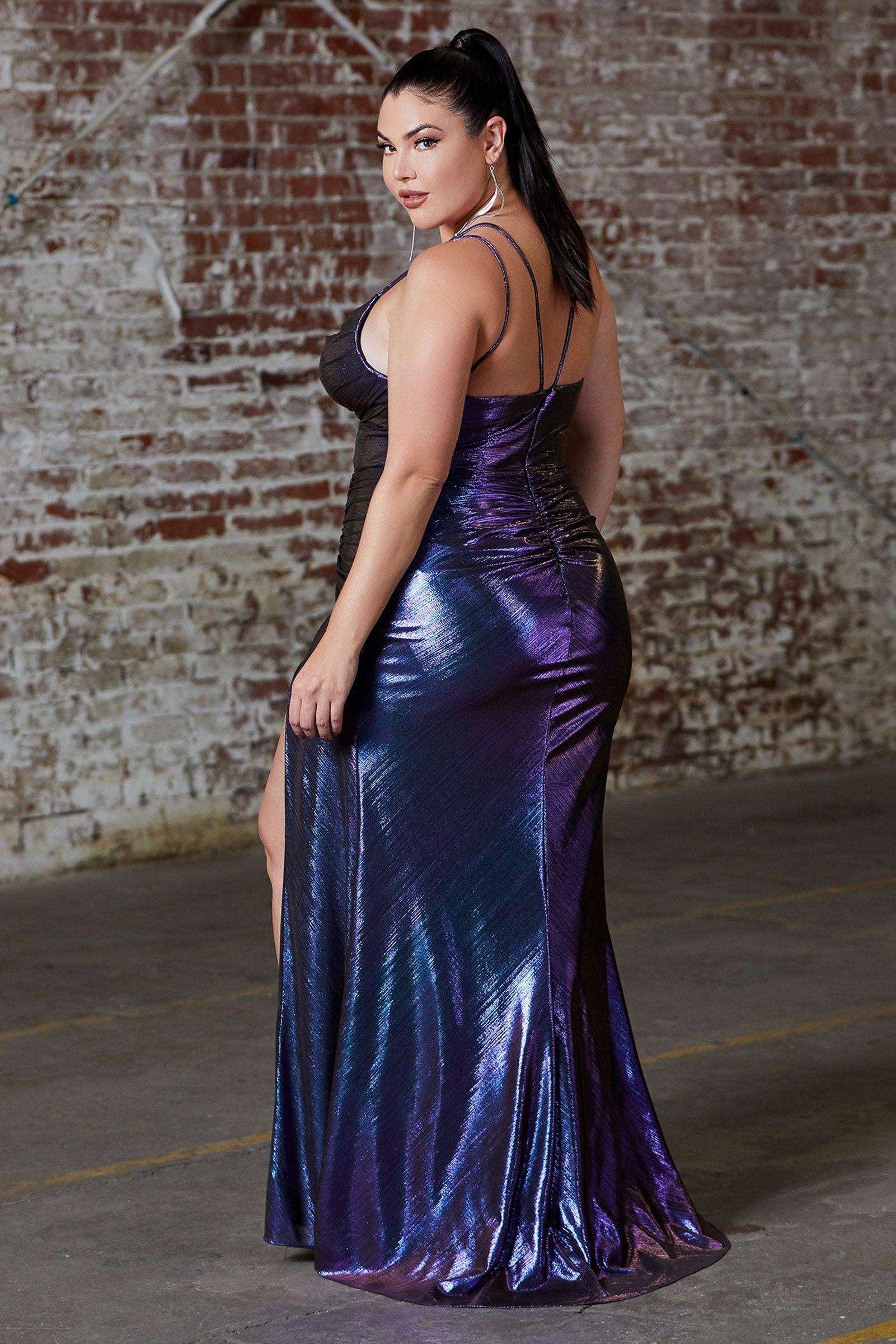 Cinderella Divine CD188 Long Fitted Spaghetti Strap Formal Prom Dress