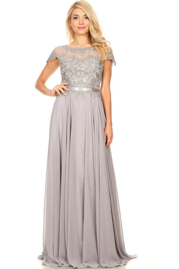 Long Mother of the Bride Beaded Chiffon Formal Gown