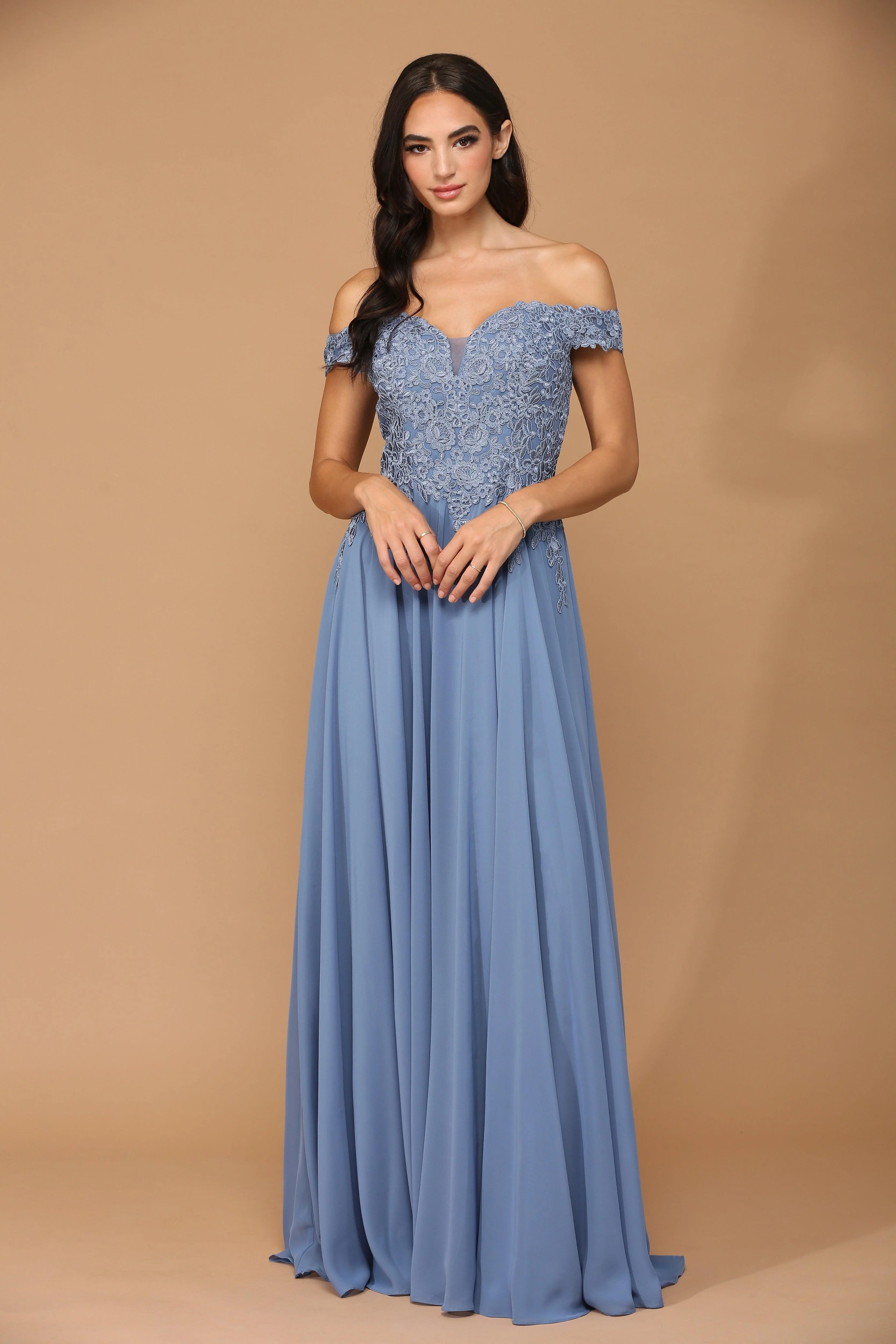 Long Off Shoulder Formal Chiffon Evening Dress