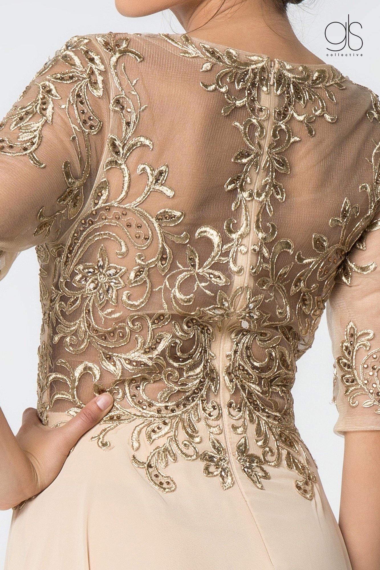 Long Formal Embroidered Mother of the Bride Chiffon Gown