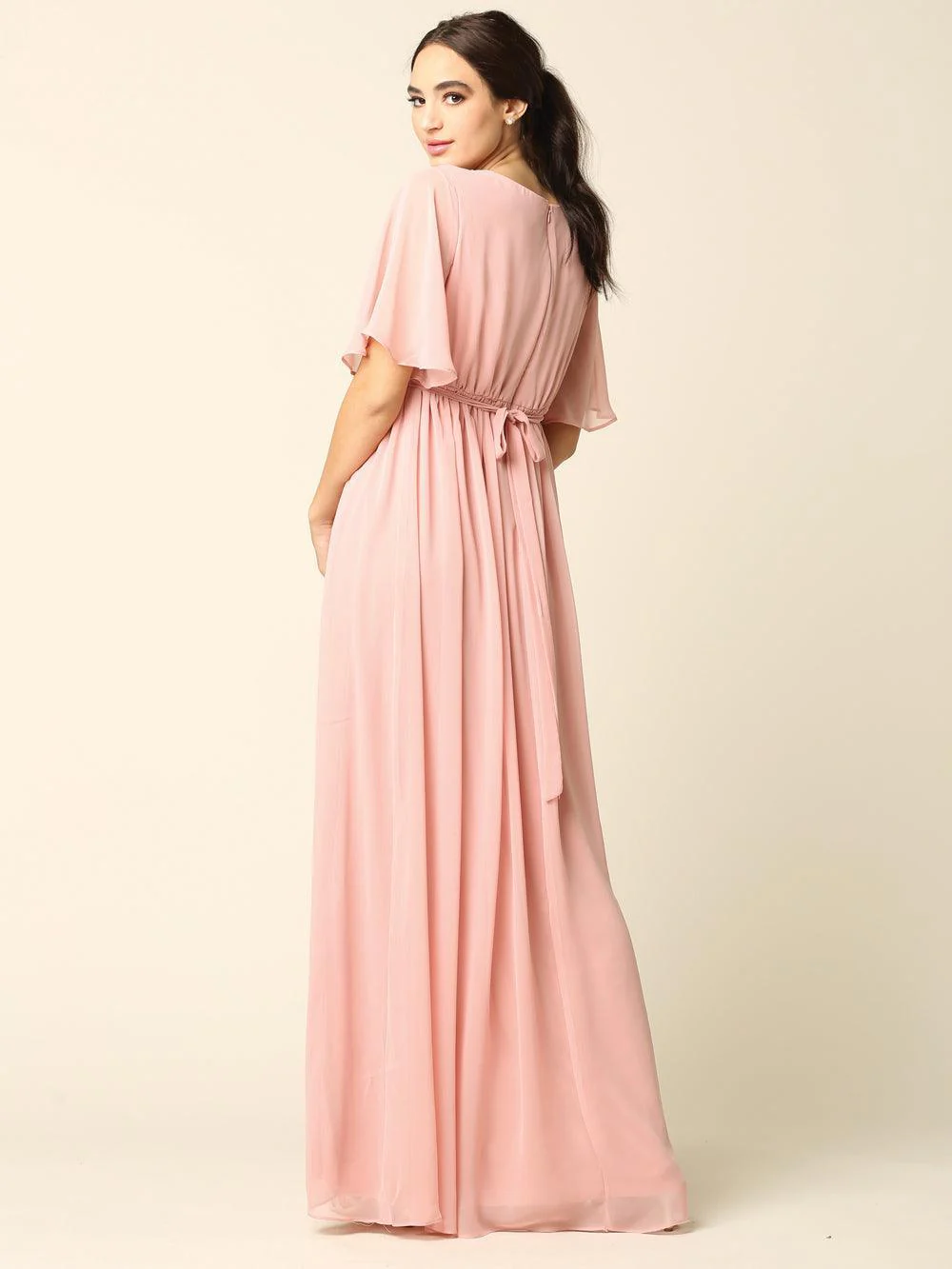 Mother of the Bride Flutter Sleeve Long Dress Sale
