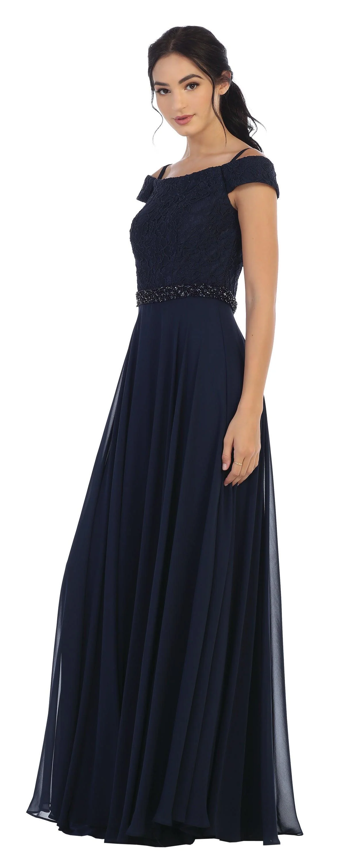 Long Off Shoulder Mother of the Bride Lace Dress