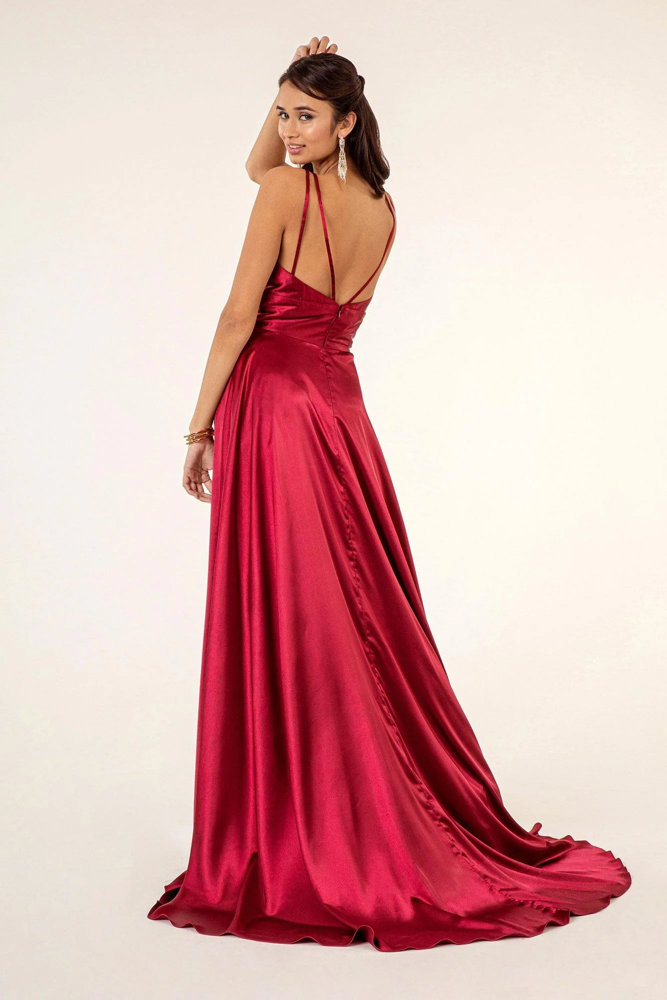 Long Formal Sleeveless Satin Prom Dress