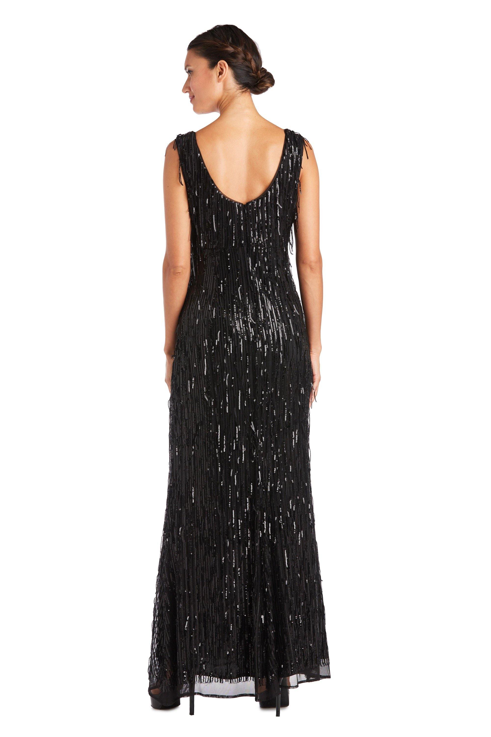 R&M Richards 7075 Long Fringe Formal Dress