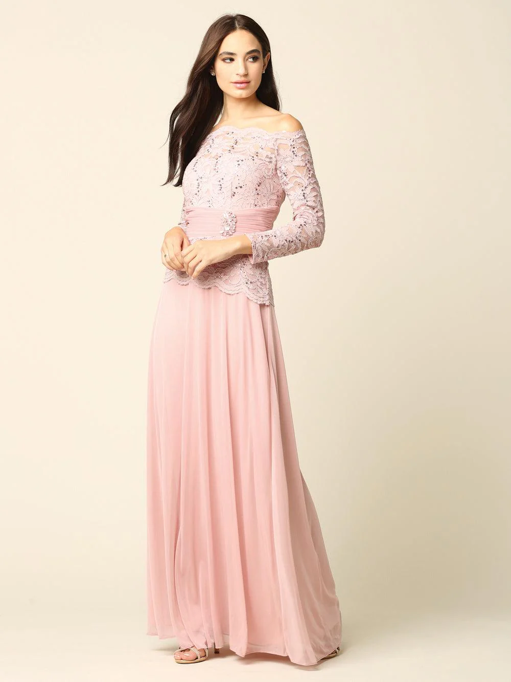 Long Mother of the Bride Off Shoulder Formal Dress