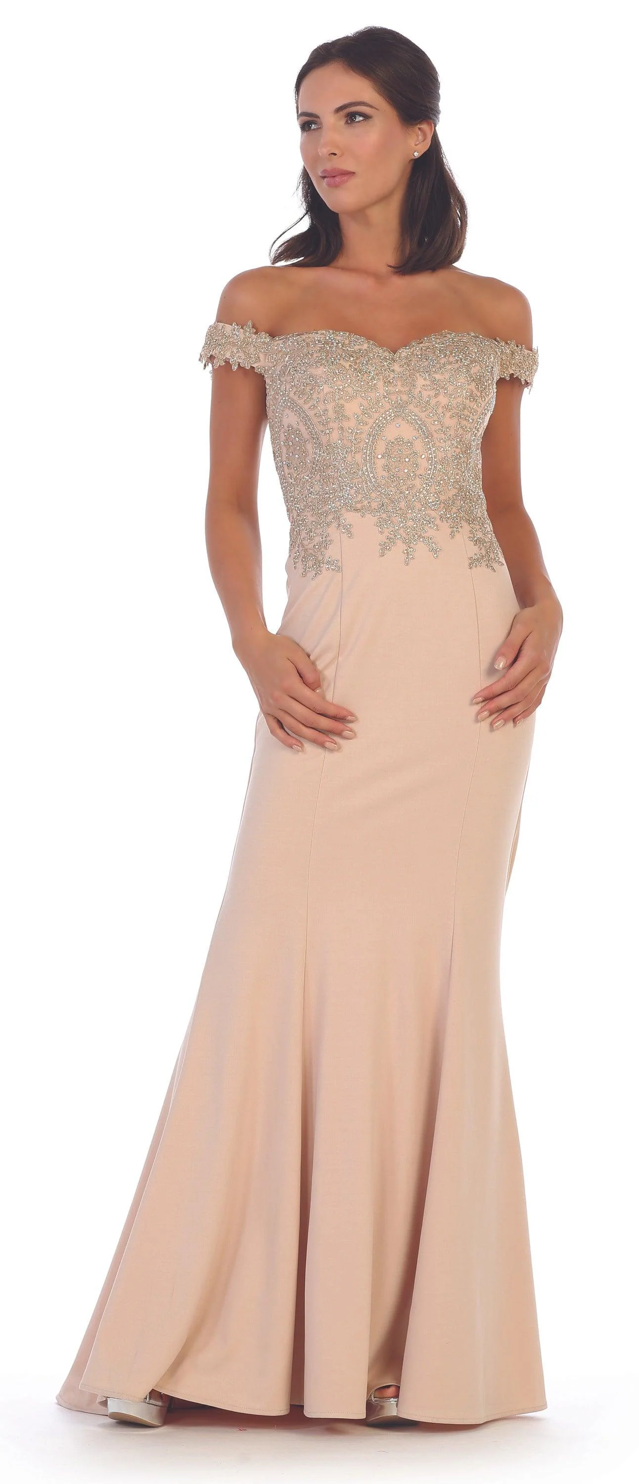 Long Formal Off Shoulder Fitted Mermaid Dress