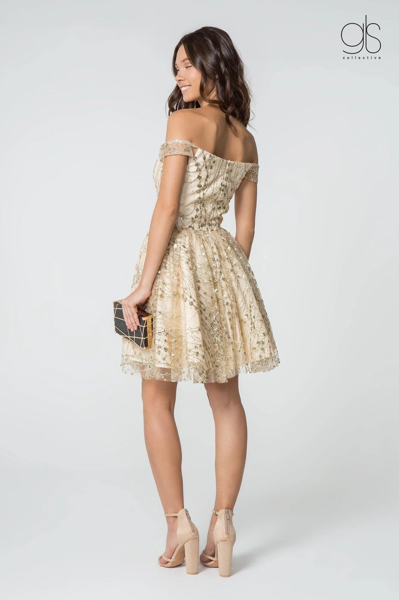 Prom Short Off Shoulder Glitter Homecoming Cocktail Dress