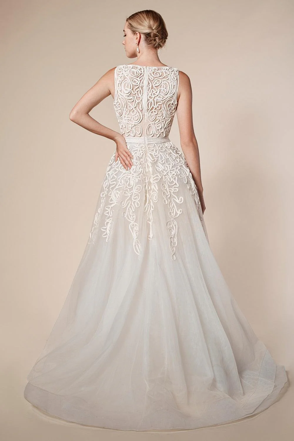 Cinderella Divine CD5143 Sleeveless Long Fitted Wedding Gown