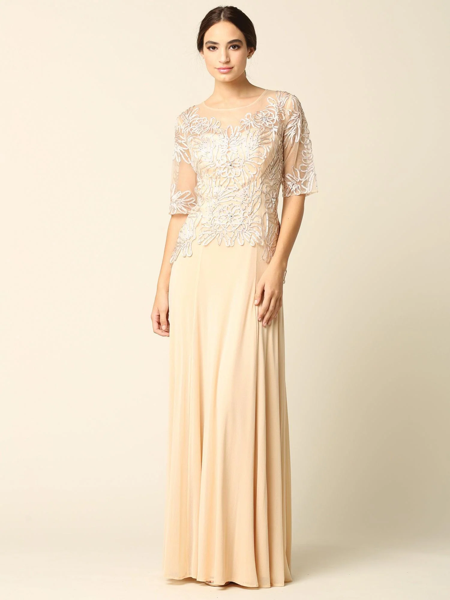 Mother of the Bride Long Formal Embroidered Dress Sale