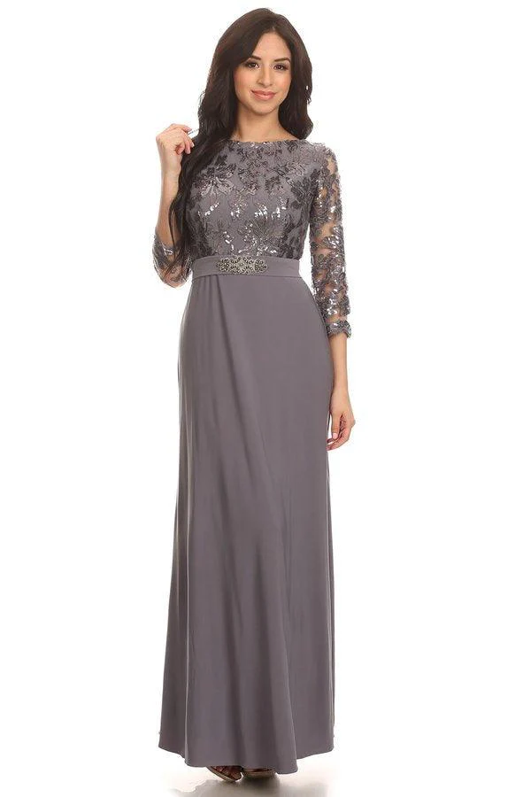 Long Mother of the Bride Formal Evening Gown