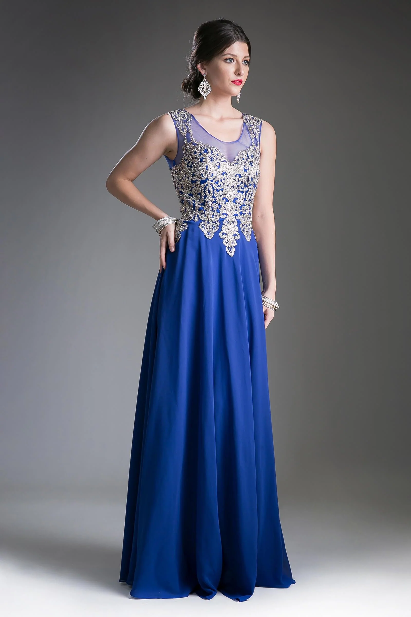 Cinderella Divine CD2635 Long Jewel Embellished Formal Prom Gown