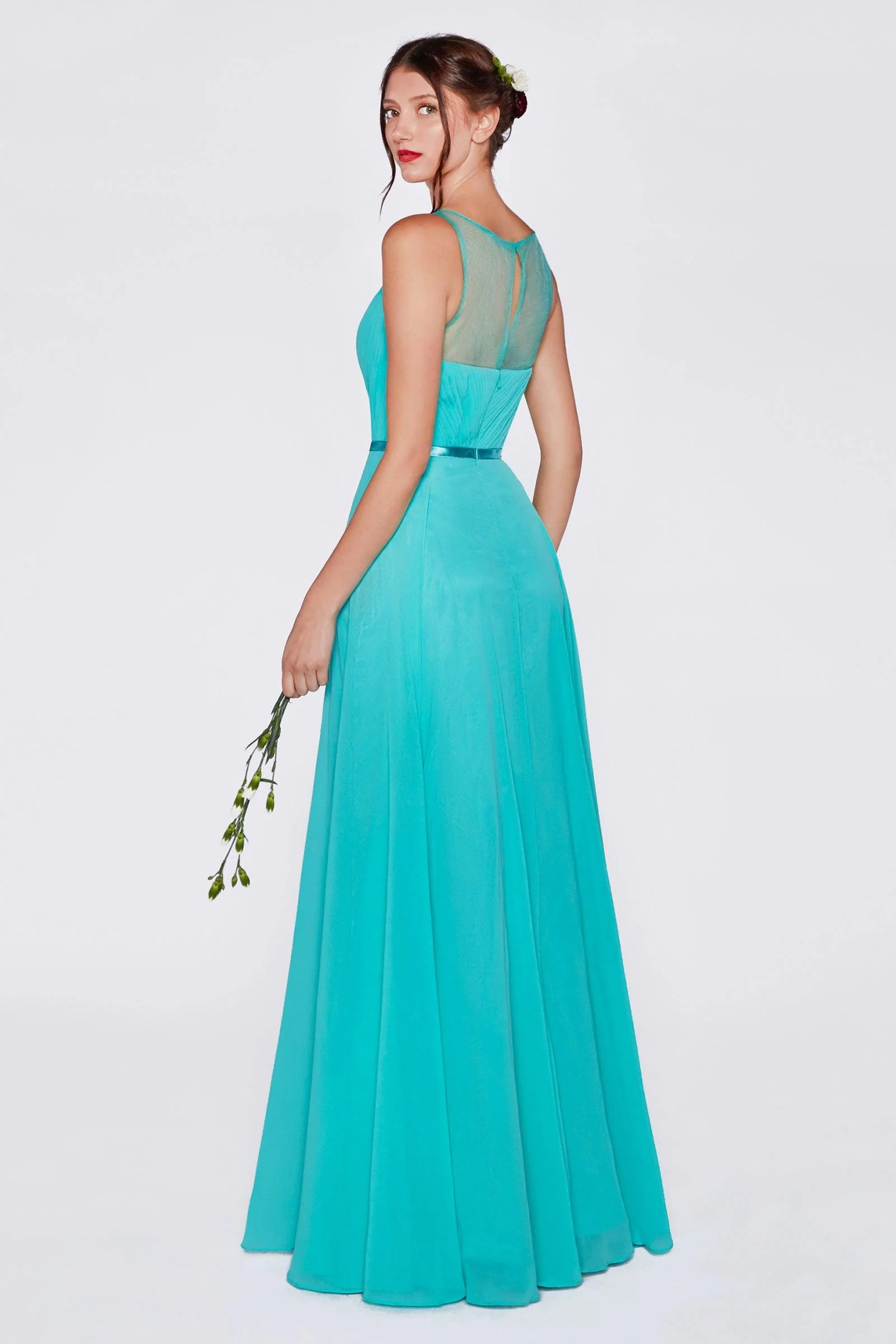 Cinderella Divine CD7458 Long Chiffon Empire Waist Formal Prom Dress