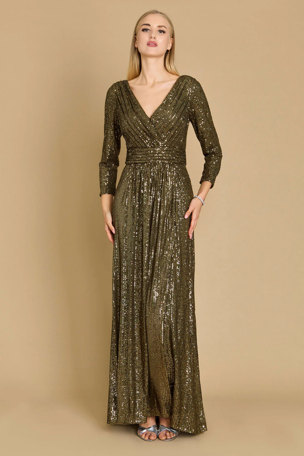 Dylan & Davids Long Sleeve Sequin Formal Beaded Dress
