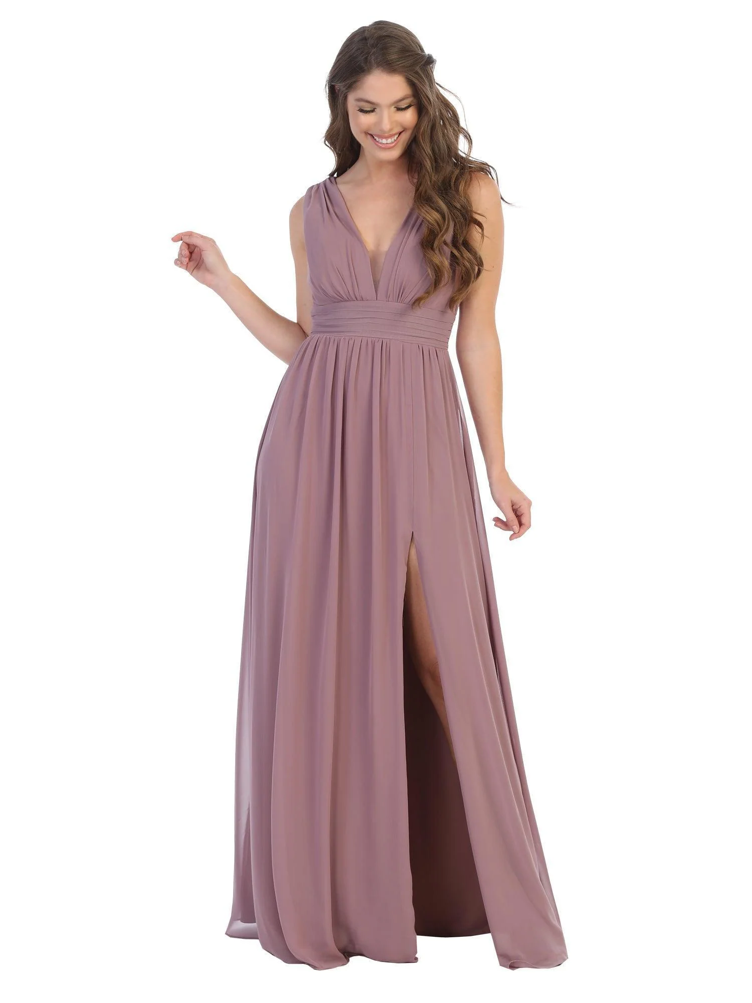 Long Sleeveless Formal Bridesmaids V Neck Dress Sale