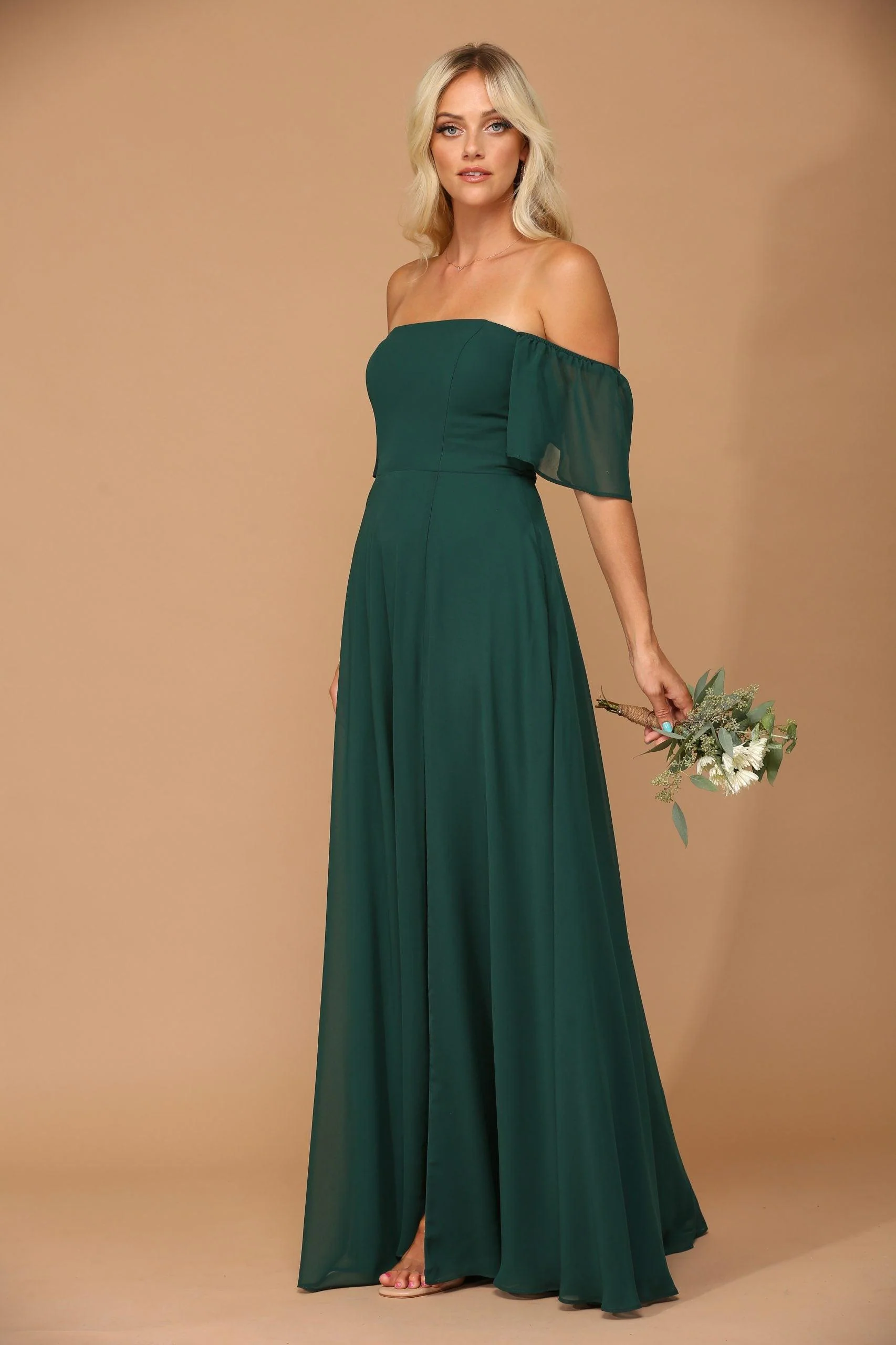 Long Formal Bridesmaids Chiffon Evening Gown