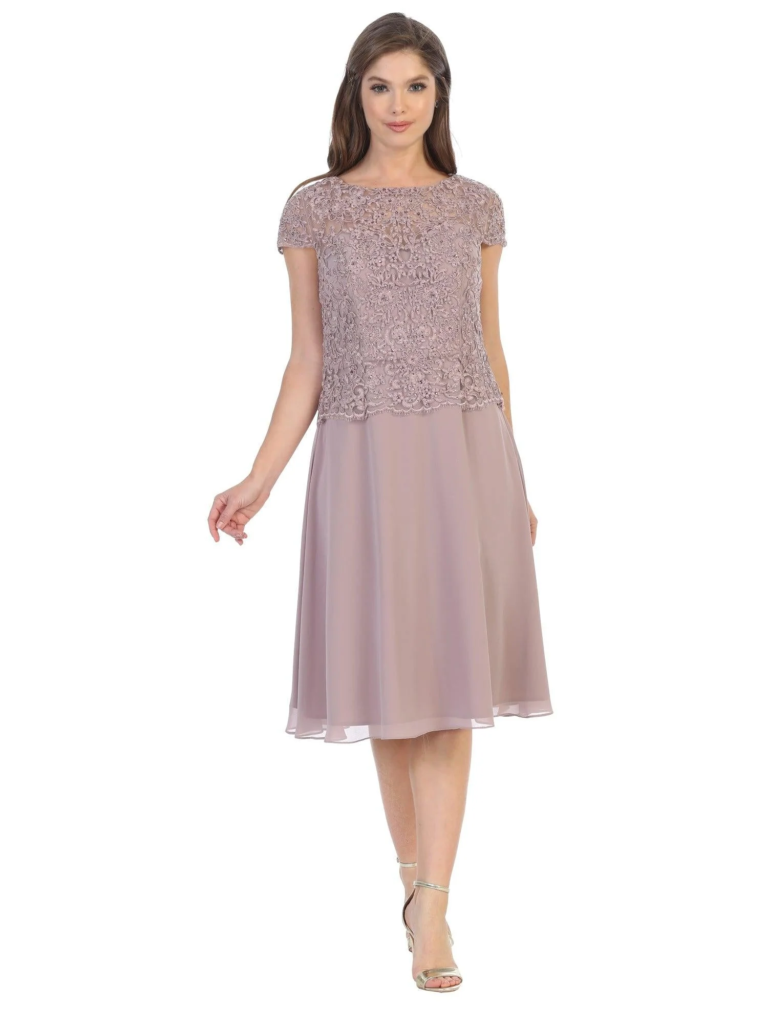 Short Sleeve Mother of the Bride Cocktail Dress